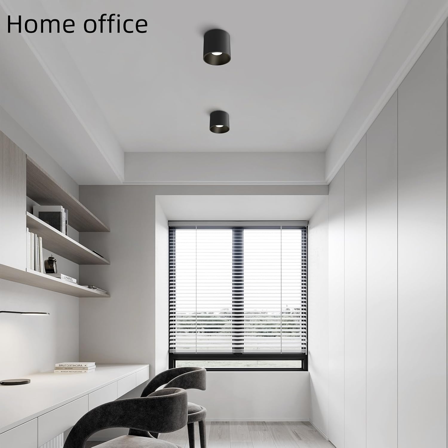 Modern Ceiling Spot Light Fixture, Dimmable Flush Mount Light 4.72'' Cylinder for Living Room, Hallway, Foyer, Dining Room - 3000K, 15W, CRI 90 (Black)