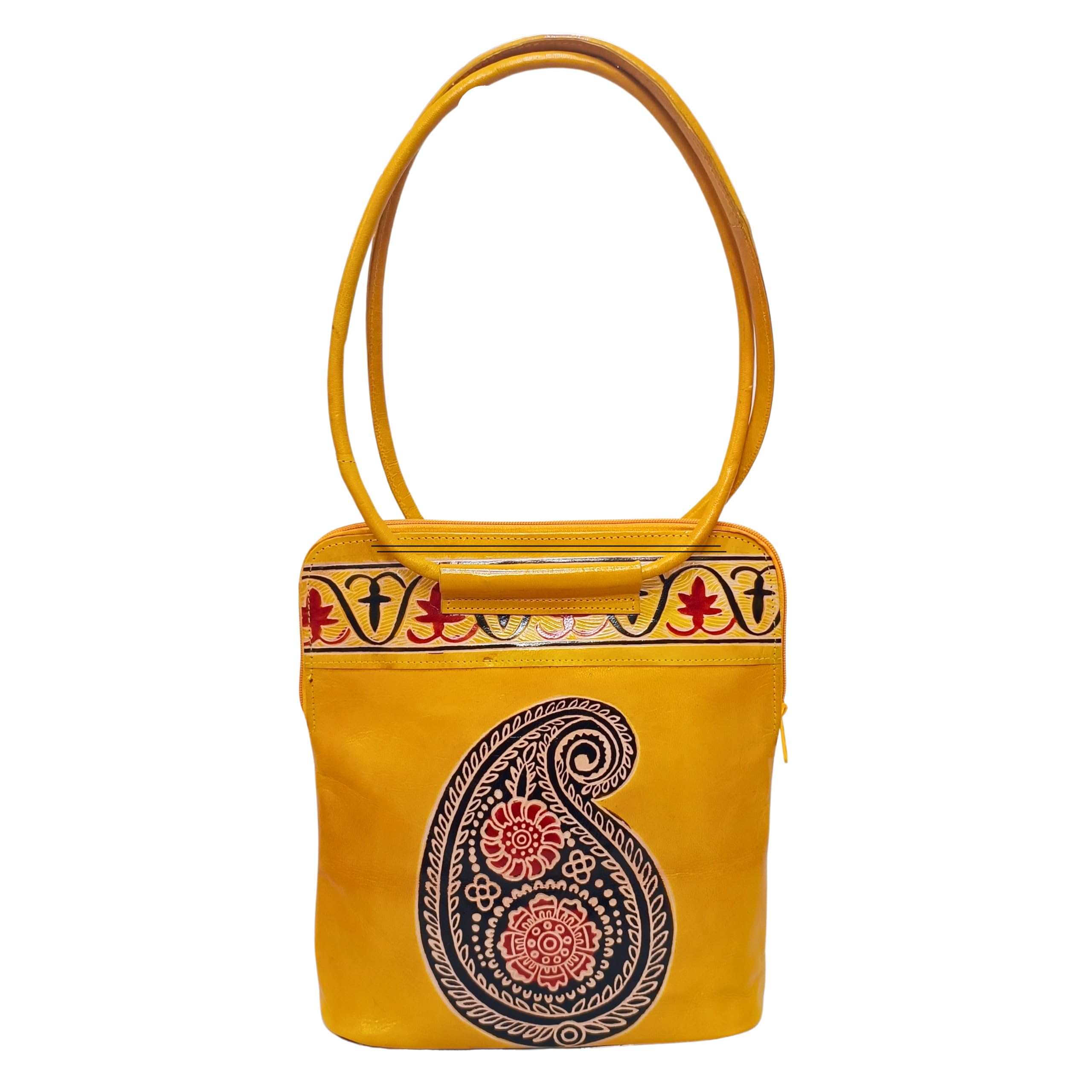 Chitrahar Shantiniketan Handcrafted Leather Tote Bag for Women and Girls (Yellow) (B0D1N4MR9D) Amazon Price History, Amazon Price Tracker
