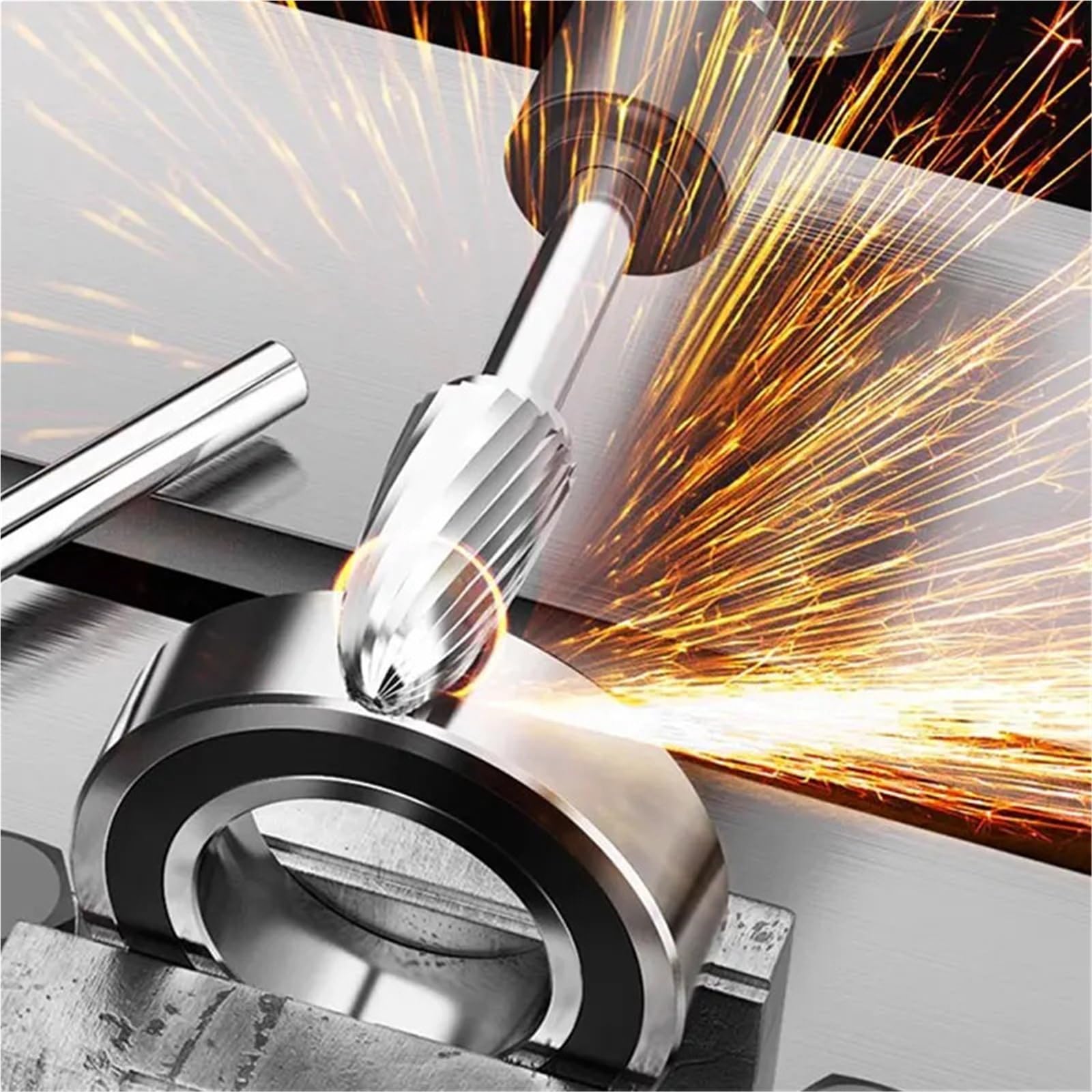 5pcs Carbide Rotary Burr Cut Grinding Tool Wood Metal Stone Carving Bits Double Diamond Cut Rotary Bits(TZ15280505)