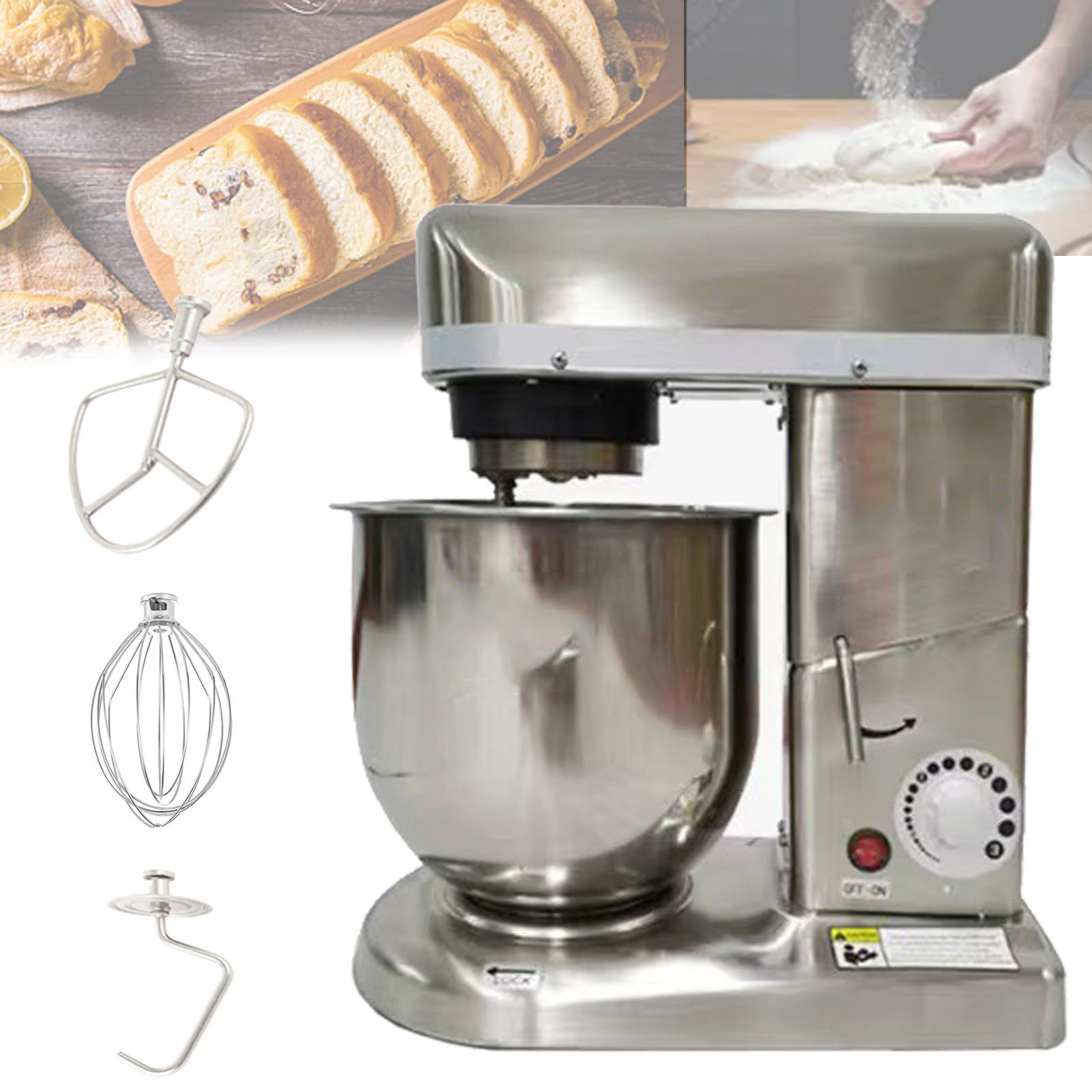 GLJTUO mixers for baking Commercial Kneading Machine Stand Mixer, Kitchen Electric Food Mixer, 3-Speed ??Tilt Head Food Mixer for Restaurants, Kitchen,7L