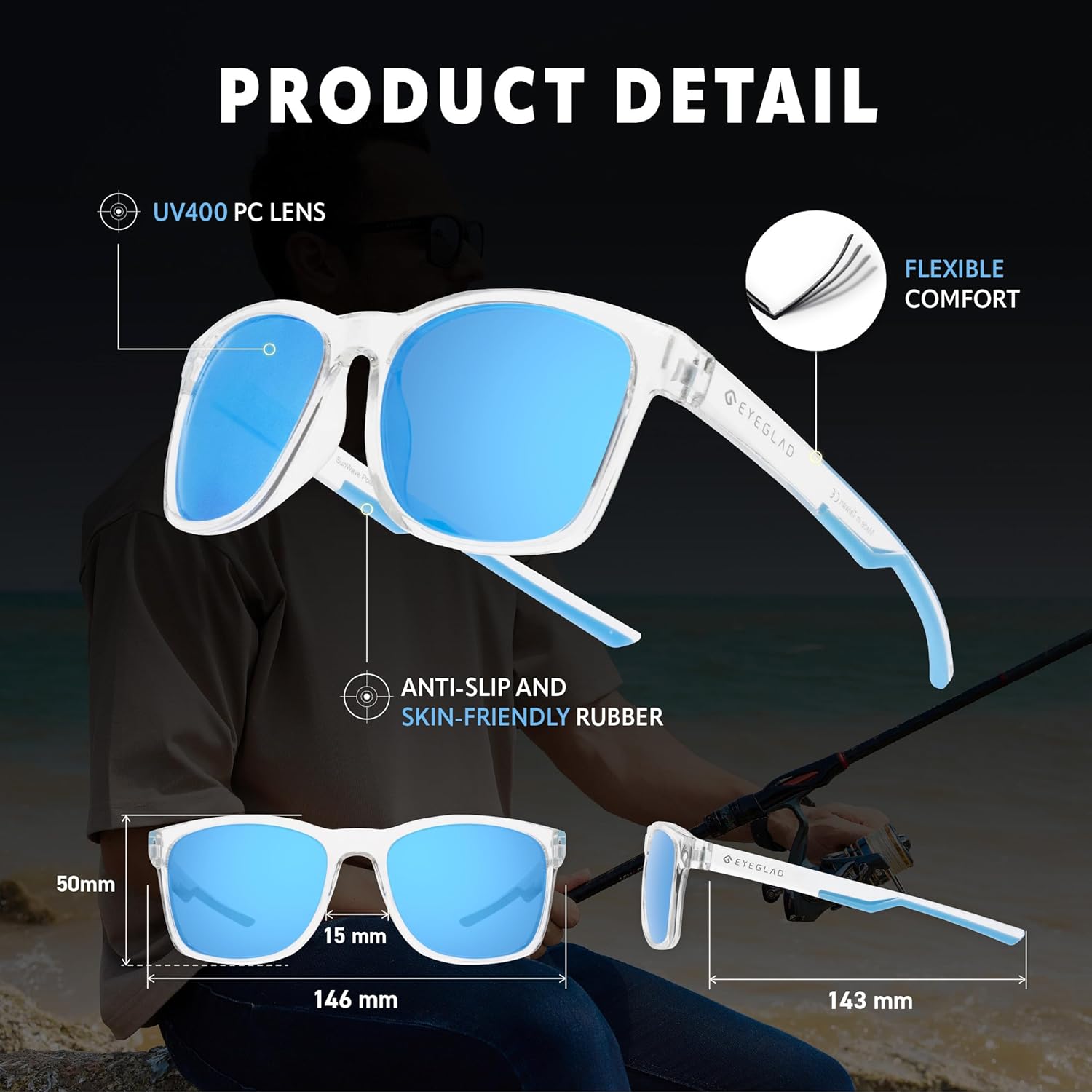 SUNWAVE Ultra-lightweight Design Lifestyle Sunglasses Outdoor Fishing Polarized UV400 Men Women Running Sports