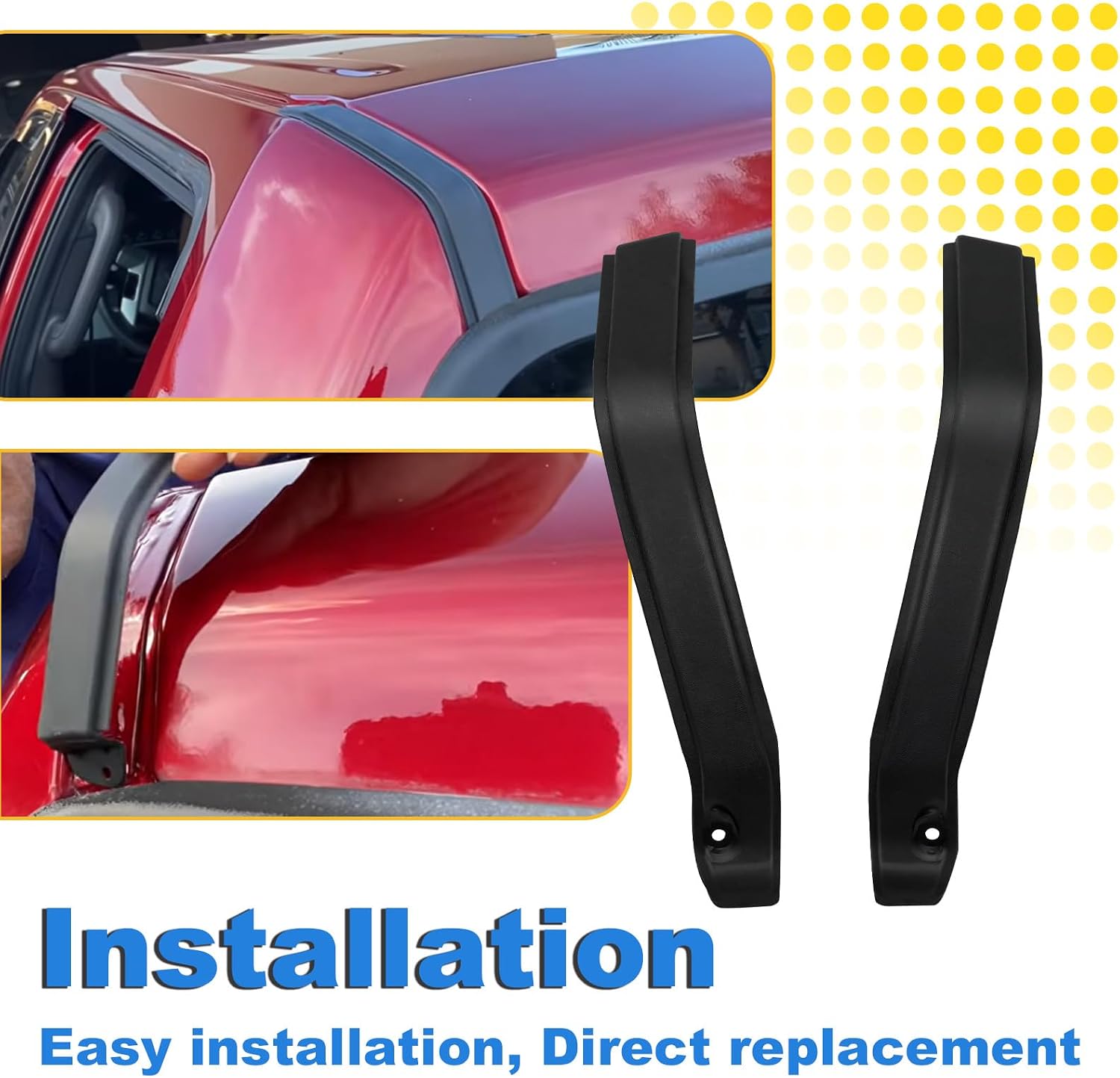 2PCS Exterior Cab Corner Cover Left Right Side, 1 Pair Roof Trim Moldings Compatible with Ford F-150 FX2 Regular Cab Extended Cab Crew Cab 2009-2014 Replace# 9L3Z-1651728-AA 9L3Z-1651729-AA