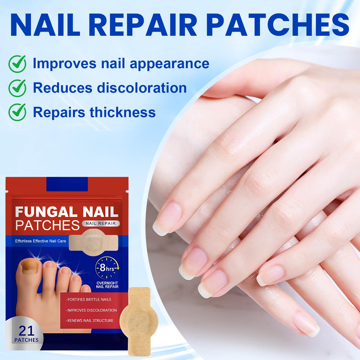 Fungal Nail Patches, 42 Pcs Fungal Nail Repair Patches, Nail Fungus Treatment for Toenail Anti Fungal Nail Treatment - Image 3