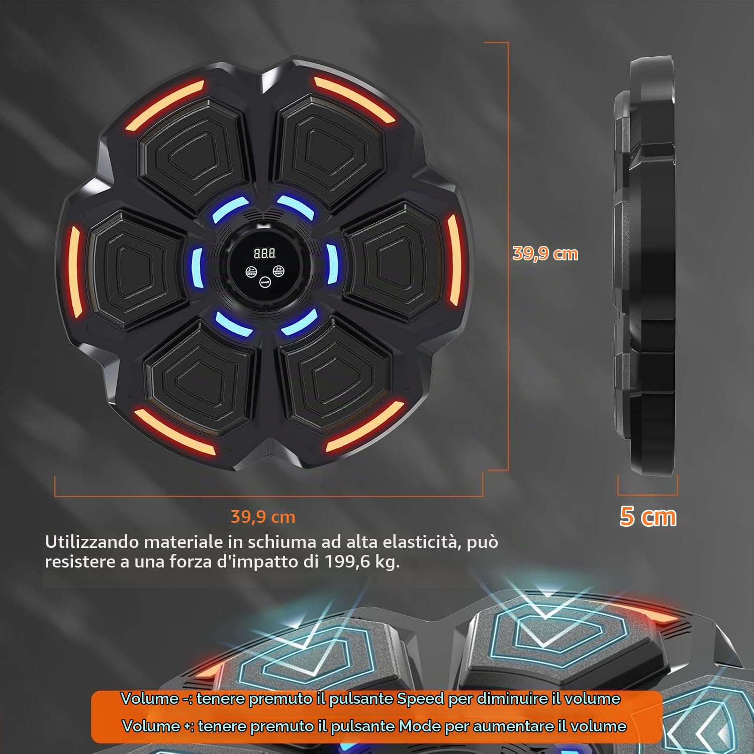 snawowo Music Boxing Machine Adulti - 9 Velocità di 9 Modalità Macchina da Boxe Musical Pugile con Guanti - LED Musica Bluetooth Boxe Allenamento per Casa