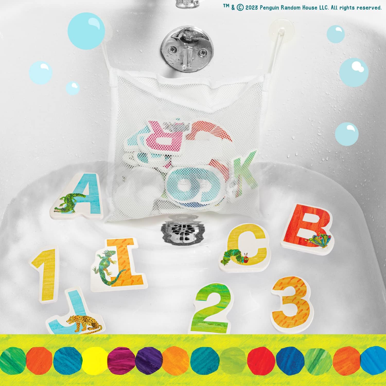Kids Preferred World of Eric Carle Bath Time 36 Piece Foam Bath Toys Letters and Numbers Set for Toddlers and Mesh Bag Perfect for Water Play Ages 3 and Up