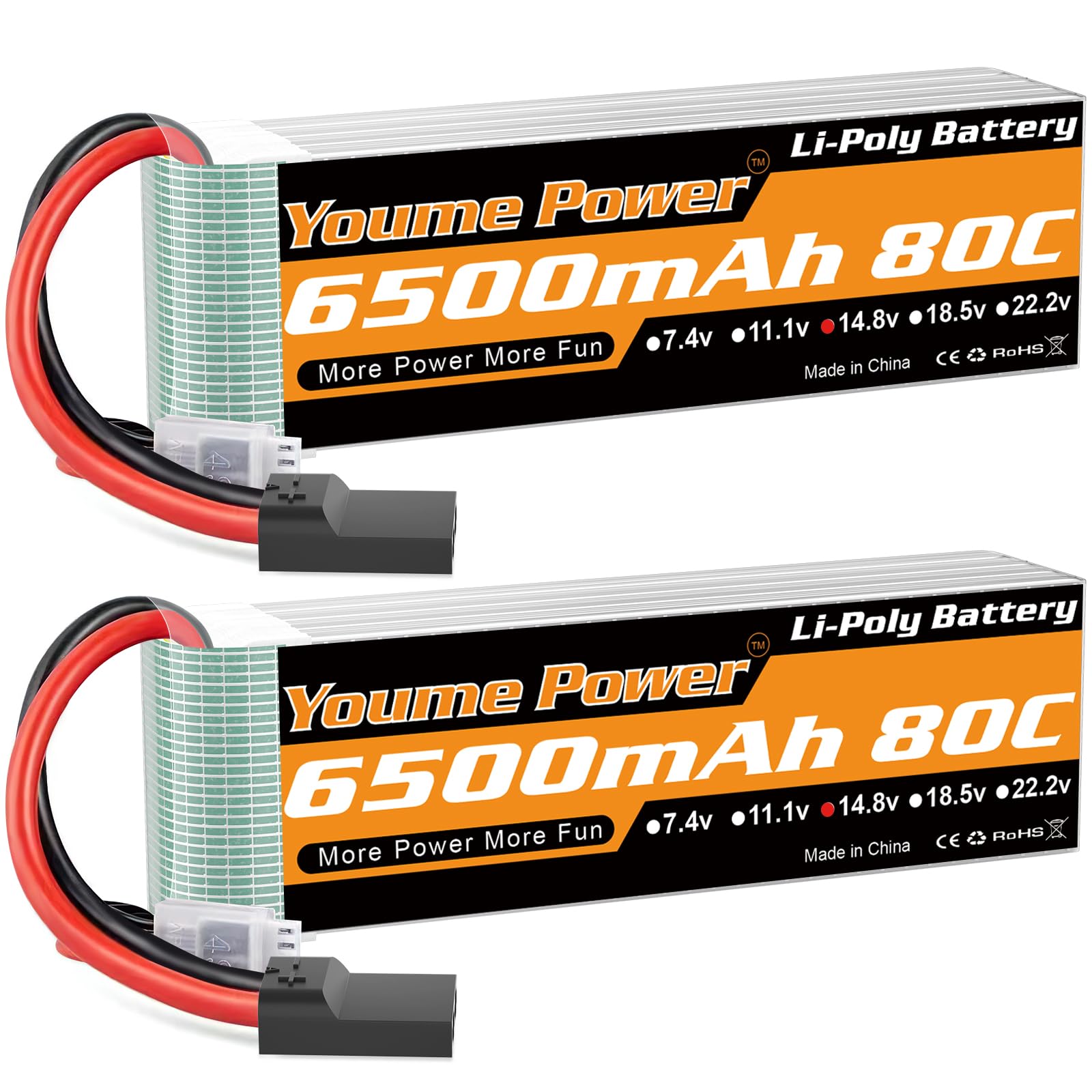 Batería Lipo 4S de 6500 mAh, 14,8 V, batería Lipo 80C, funda suave con conector Tr compatible con modelos de 1/7 1/8 Maxx X-Maxx RC coches, camiones, vehículos, Truggy Buggy, aviones, aviones, drones