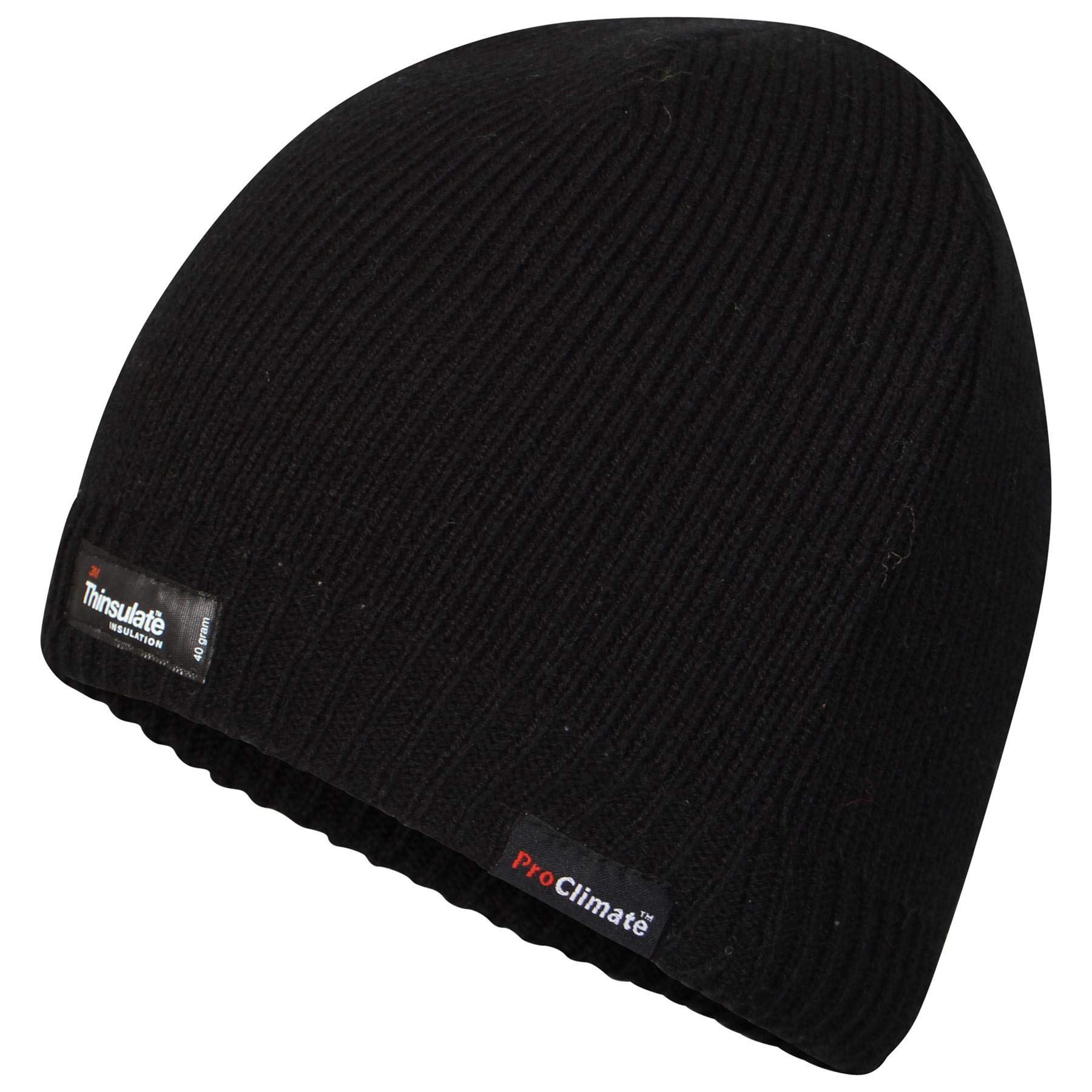 Sock Stack Men's Waterproof Thinsulate Beanie Hat 3M Thinsulate Thermal Hats, Black