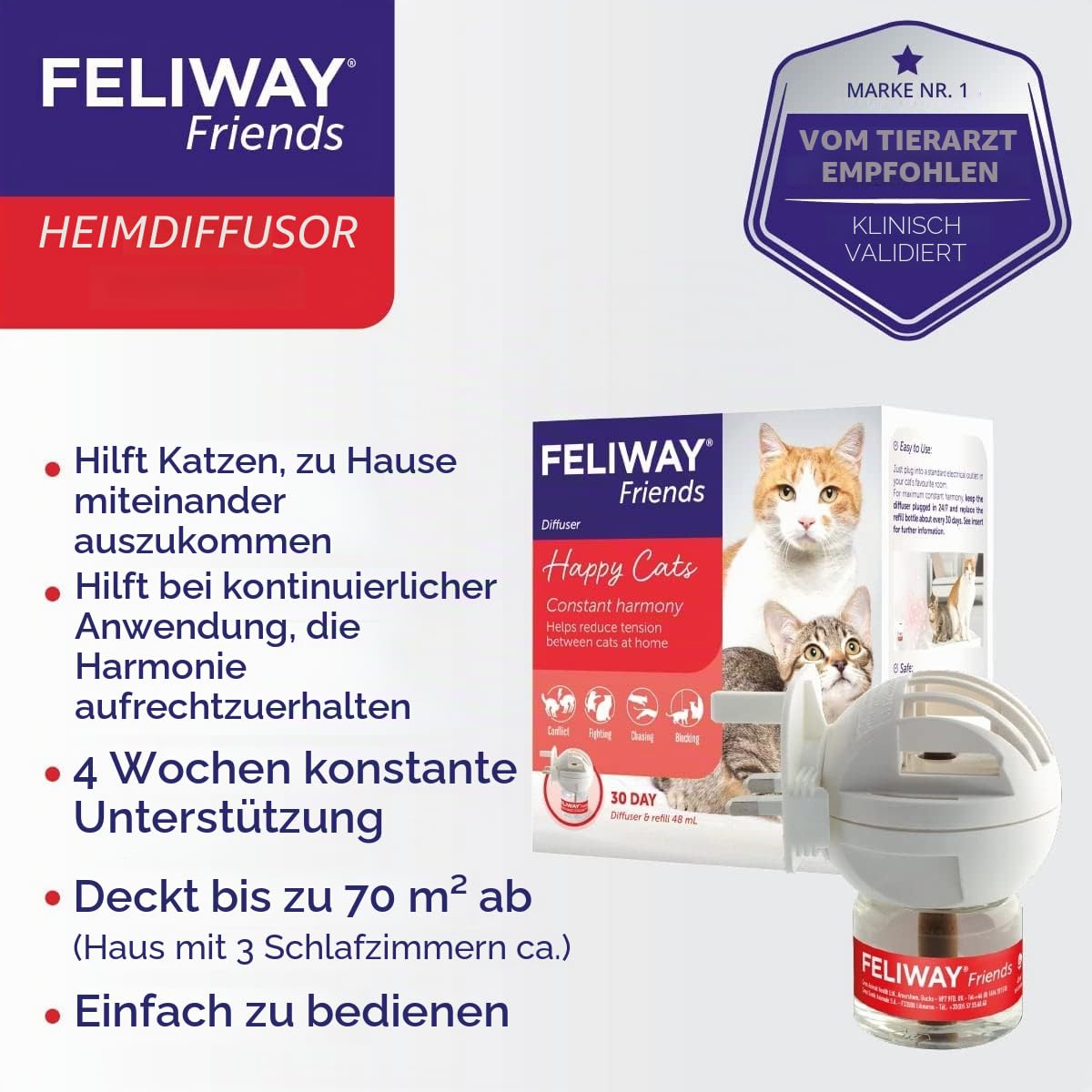 Feliway Friends 30-Tage-Starterkit-Diffusor, 48 ml
