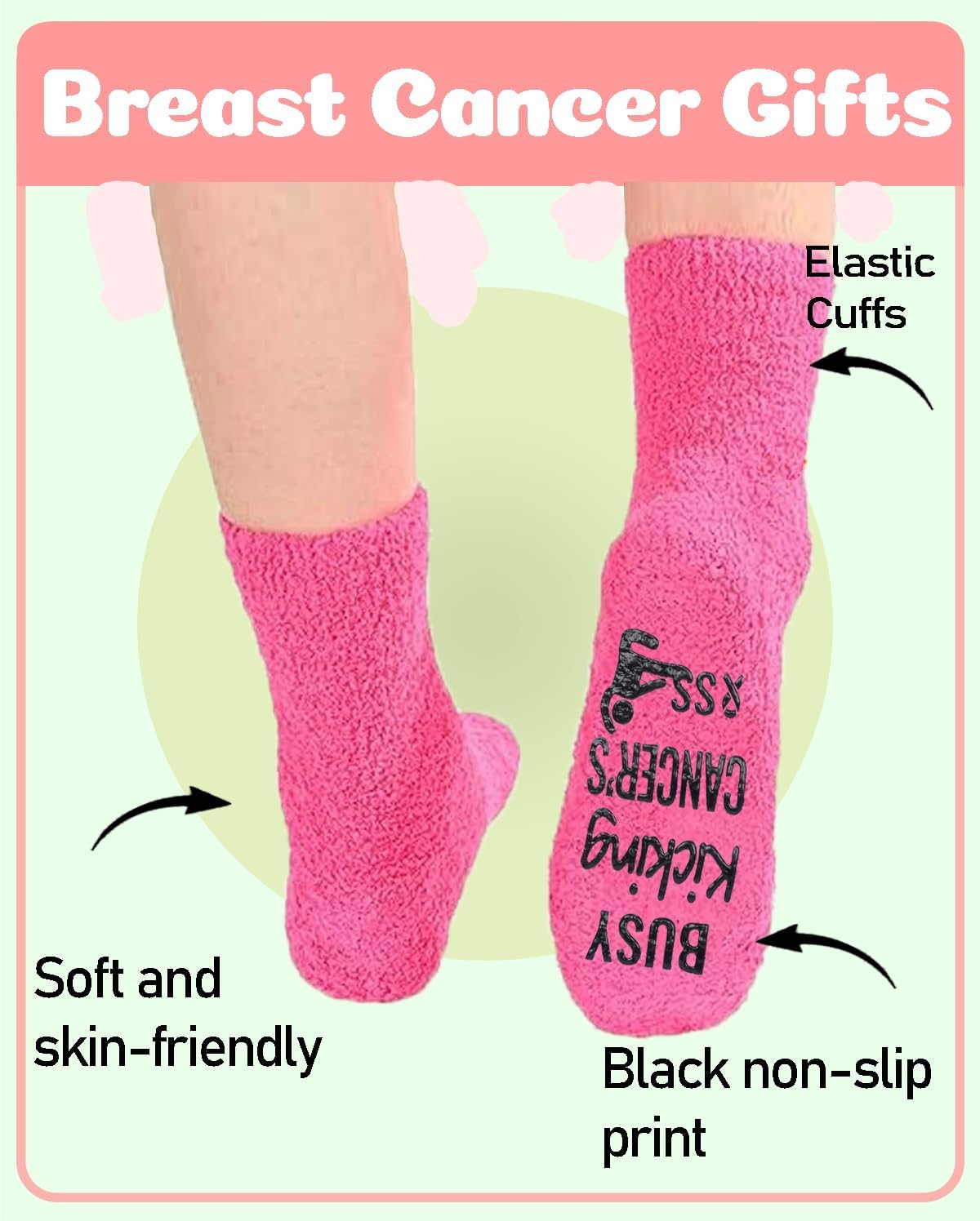 Breast Cancer Socks Gifts for Women - Cancer Awareness Accessories Chemo Survivor Comfort Care Gifts for Cancer Patients image 4
