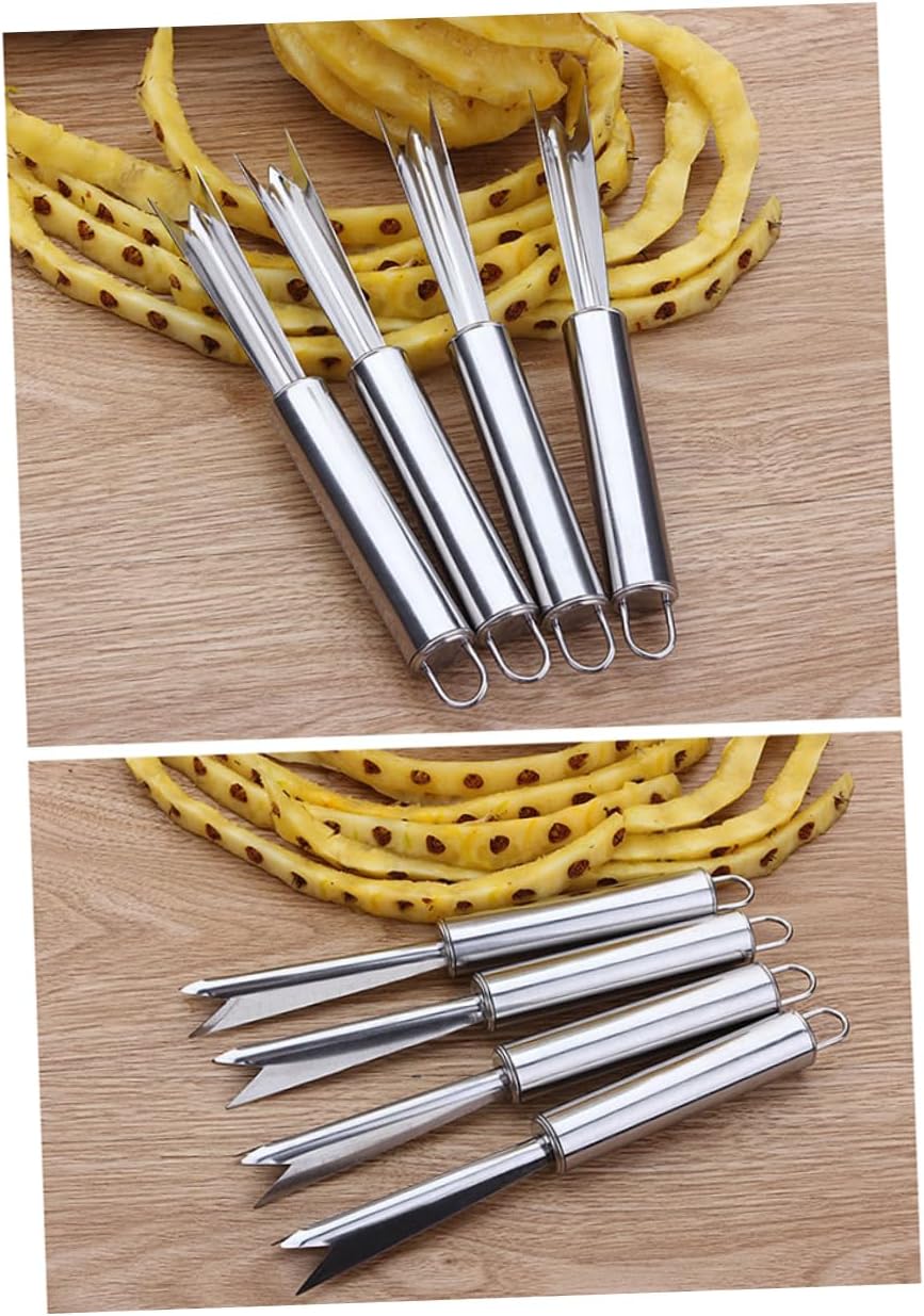 4pcs Pineapple v Cutter Fruit Remover Fruit Remover Kitchen Tool Pineapple Knife Pineapple Shovel Plane Silver Pineapple Stainless Steel Pineapple Cutter
