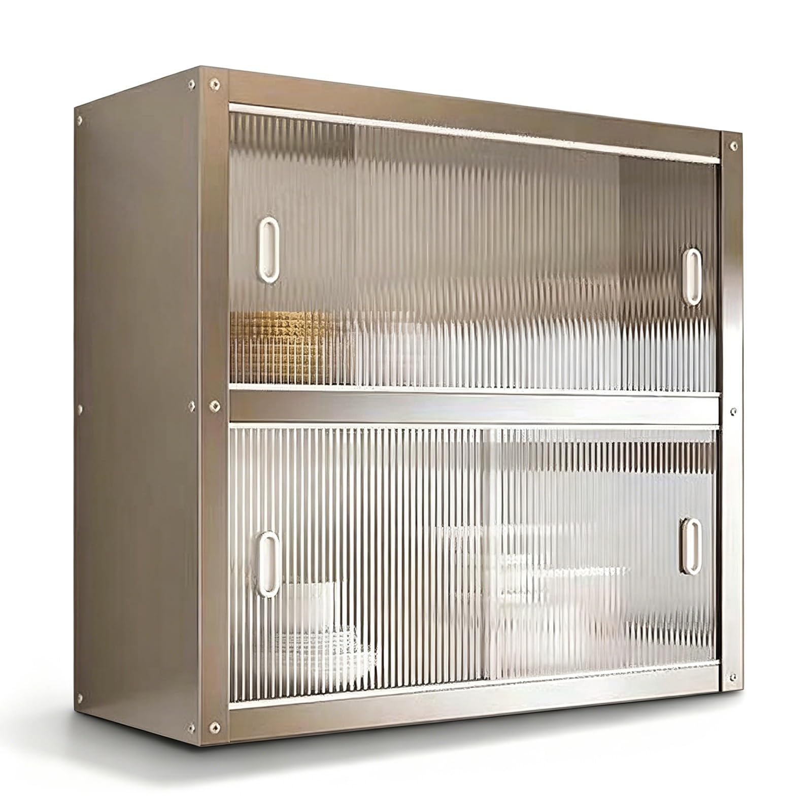 Armoire de Rangement en Acier Inoxydable Meuble Haut de Cuisine avec Porte Coulissante Charge Maximale par Niveau: 25kg Vestiaire Metallique pour Salon Cuisine Bureau Garage(50x30x70cm)