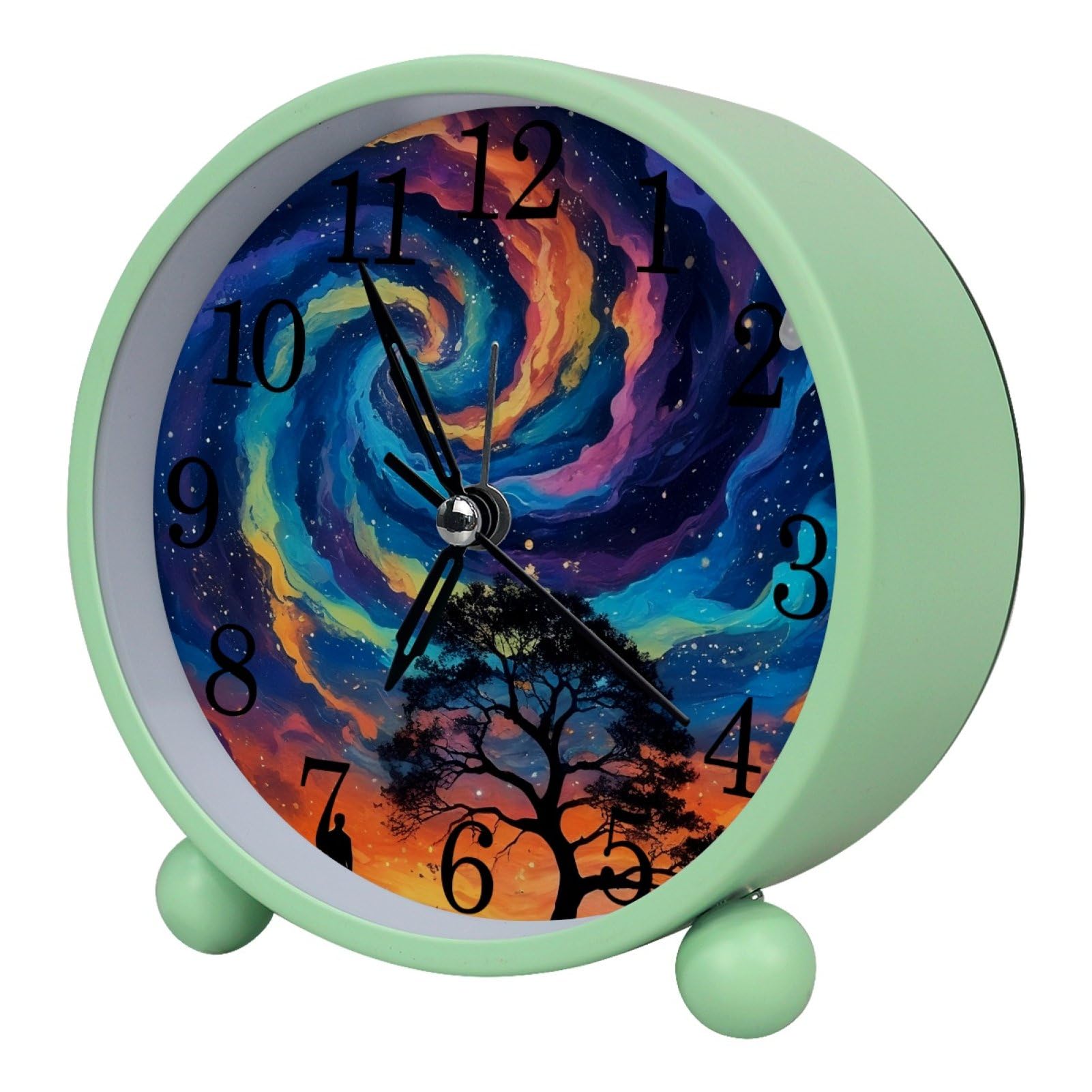 etoenbrc Watercolor Butterfly Silent Analog Alarm Clock Small Battery Operated Clock Slient Plastic Table Clock for Living Room Bedroom Color15