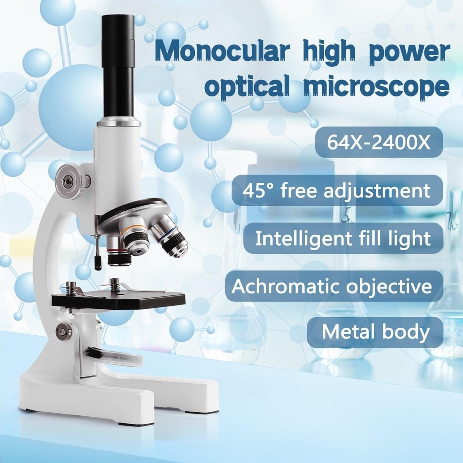 Digitales Mikroskop. Mikroskop 64X-2400X Monokularlicht Tragbar | Grundschüler, Naturwissenschaftliches Experiment, Biologieunterricht