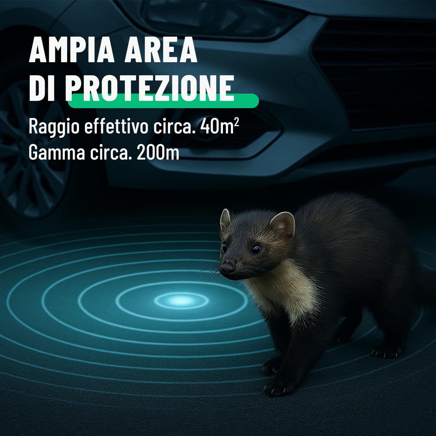 greate 3X Dispositivo antitasso per Auto con connessione Batteria 12V - dissuasori piccioni ultrasuoni - dissuasori Uccelli ultrasuoni