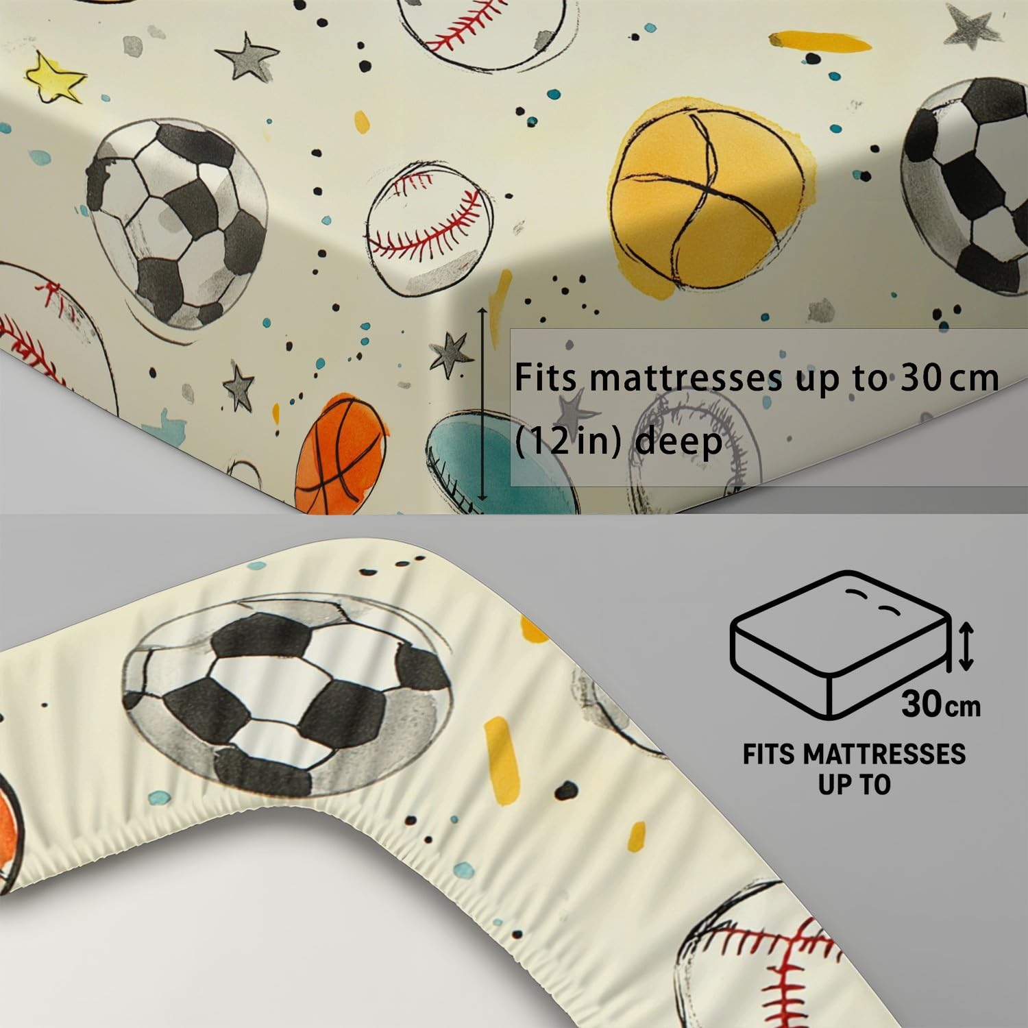 Sábana bajera ajustable de competición de dibujos animados, tamaño Super King, juego de ropa de cama de 30 cm de profundidad, 2 piezas con 3 piezas y 2 fundas de almohada para niños y adolescentes