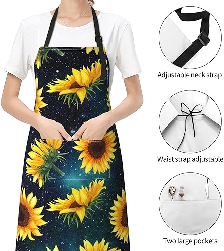 Miniatura 2 de Lindos delantales para mujeres y hombres con bolsillos, cuello ajustable, cocina, cocina