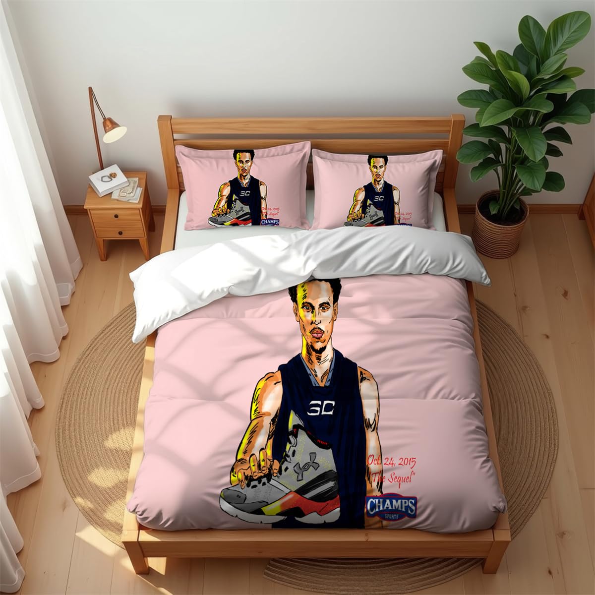 Ste-X Sc 02 Luxury Breathable Bedding Set Stephen Curry 210Tc Cotton Soft Cool Summer Warm Winter Comfort Anti-Mite (,200X200cm(Double))