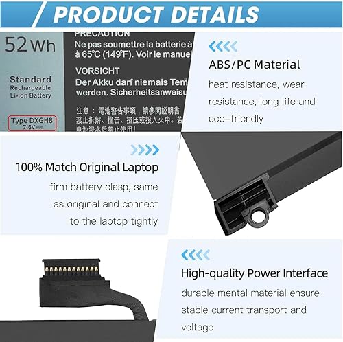 Miniatura 7 de ZAYAUPVL Reemplazo de batería DXGH8 de 52 Wh para Dell XPS 13 9370 9380 7390 Inspiron 13 7000 7390 7391 2 en 1 5390 5391 7490 Latitude 3301