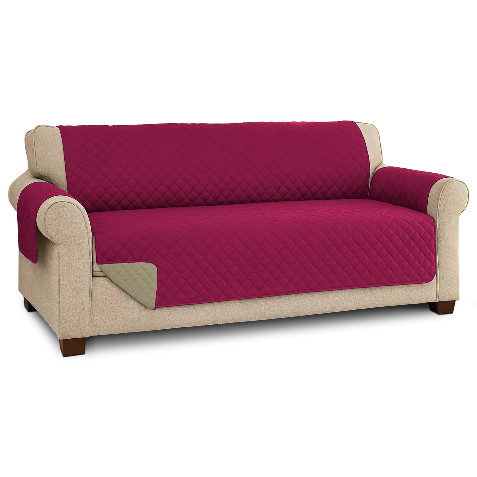 Easylife Lifestyle Solutions Wine/Camel Easylife Reversible Furniture Protector, Water-Repellent Sofa Cover, Couch Cover, Settee Cover, Sofa Protector, Couch Protector For Dogs - Fully Guaranteed