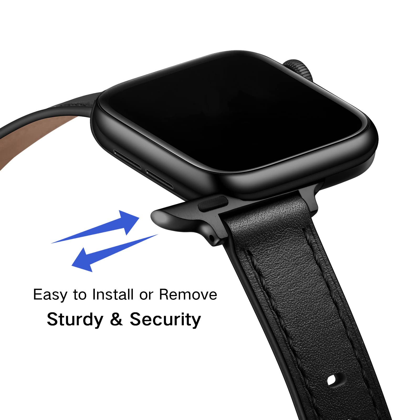 Schlankes, Elegantes Armband aus echtem Leder für Apple Watch Band 49mm 45mm 44mm 42mm 41mm 40mm 38mm, Ersatzarmband für iWatch Series SE 9 8 7 6 5 4 3 2 1 Ultra 1 2