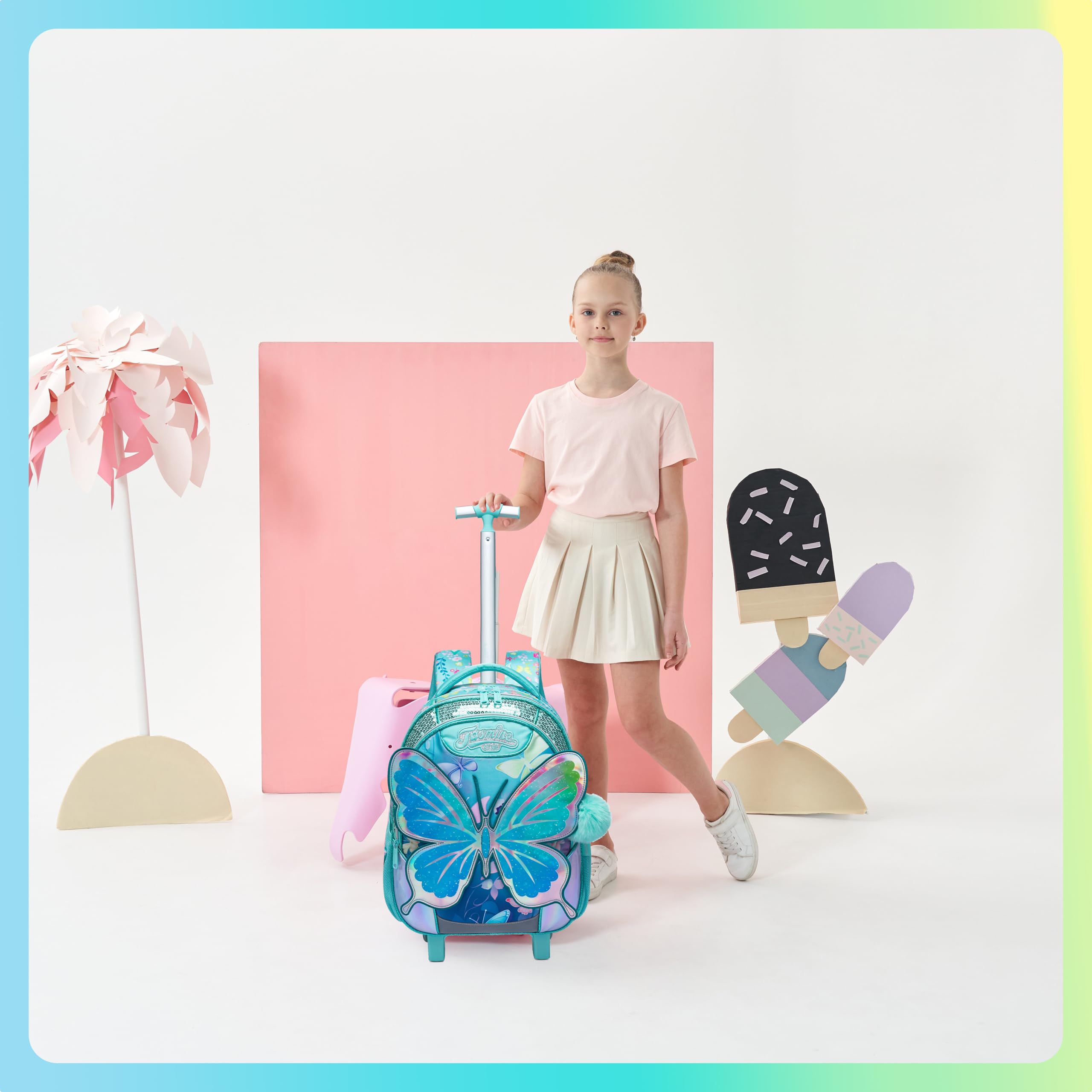 Meetbelify Kids Rolling Backpack with Wheels for Girls Boys Rolling Backpacks with Lunch Box for Elementary Students