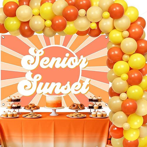 Graduation Decorations 2026 Senior Sunset Backdrop Banner Balloon Arch Kit High 