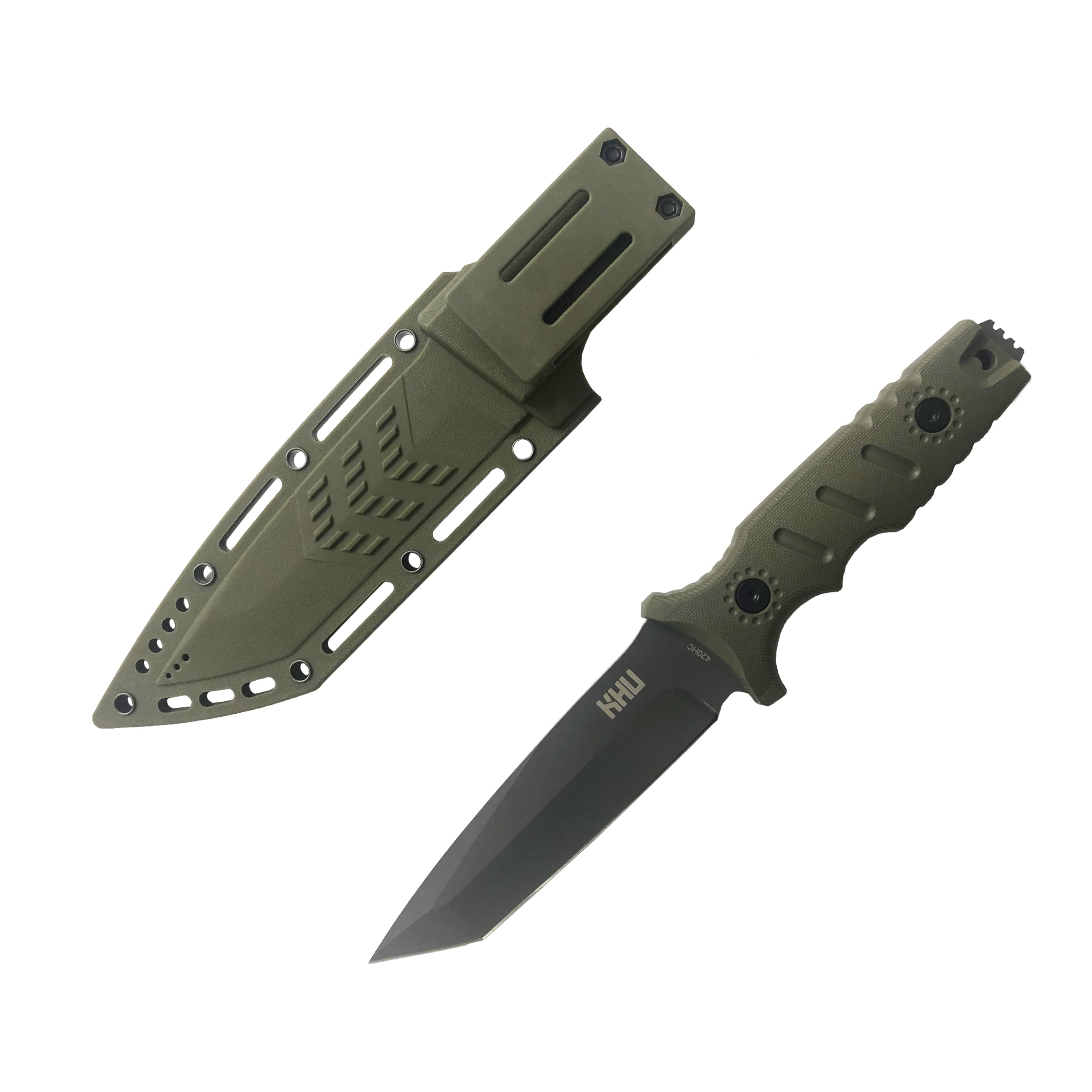 KHU Outdoor Messer Feststehende Klinge Survival Messer Jagdmesser Bushcraft Camping Messer - Outdoor Jagd Camping Wandern, Geschenk für Männer - Mit Kydex Scheide