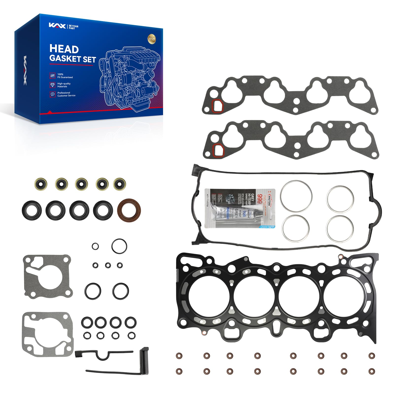 KAX Engine Cylinder Head Gasket Set Compatible with Honda Civic 1992-1995 1.6L, Civic del Sol 1993-1995, Head Gasket Kit, OE# HS9915PT, HS5923W