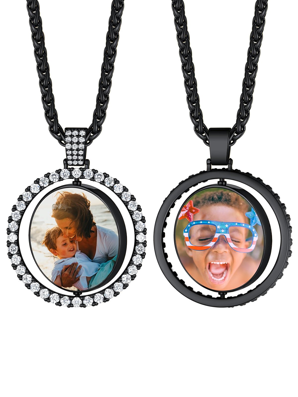 Custom4U Picture Necklace Personalized Photo Circle Chain for Men Women