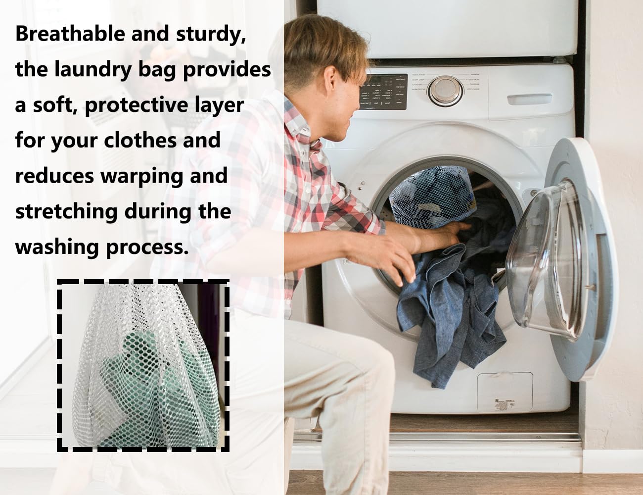 Sacchetti Lavatrice 30x40 Cm - 2 Pezzi, Retine Protettive Per Vestiti Con Coulisse - Foto 5