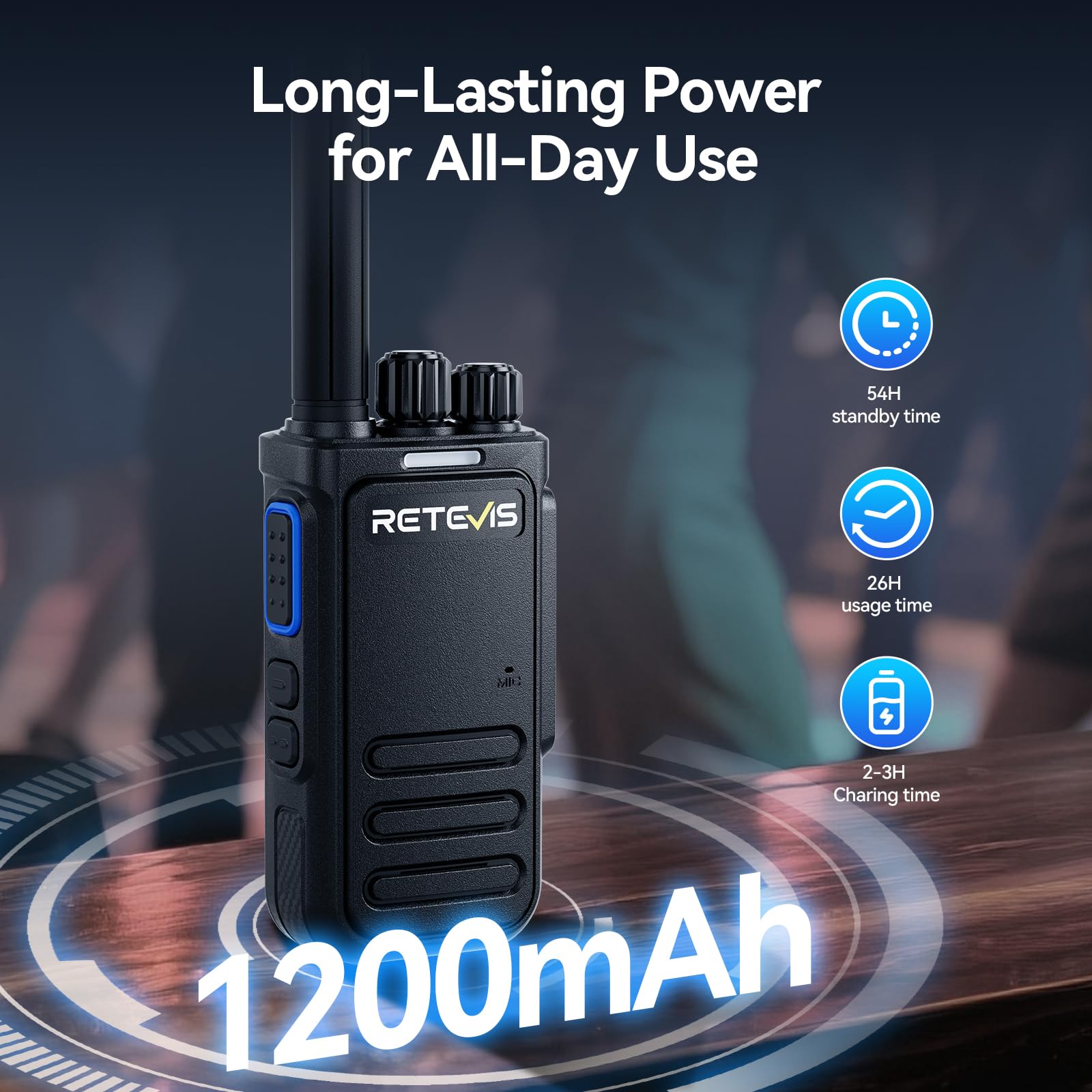Retevis B64 Walkie Talkies, 6-drożna ładowarka, 2-drożne radio z dwustronną redukcją szumów AI, profesjonalny, solidny zestaw słuchawkowy Walkie Talkie do baru, KTV, klubu nocnego (czarny, 6 opakowań)