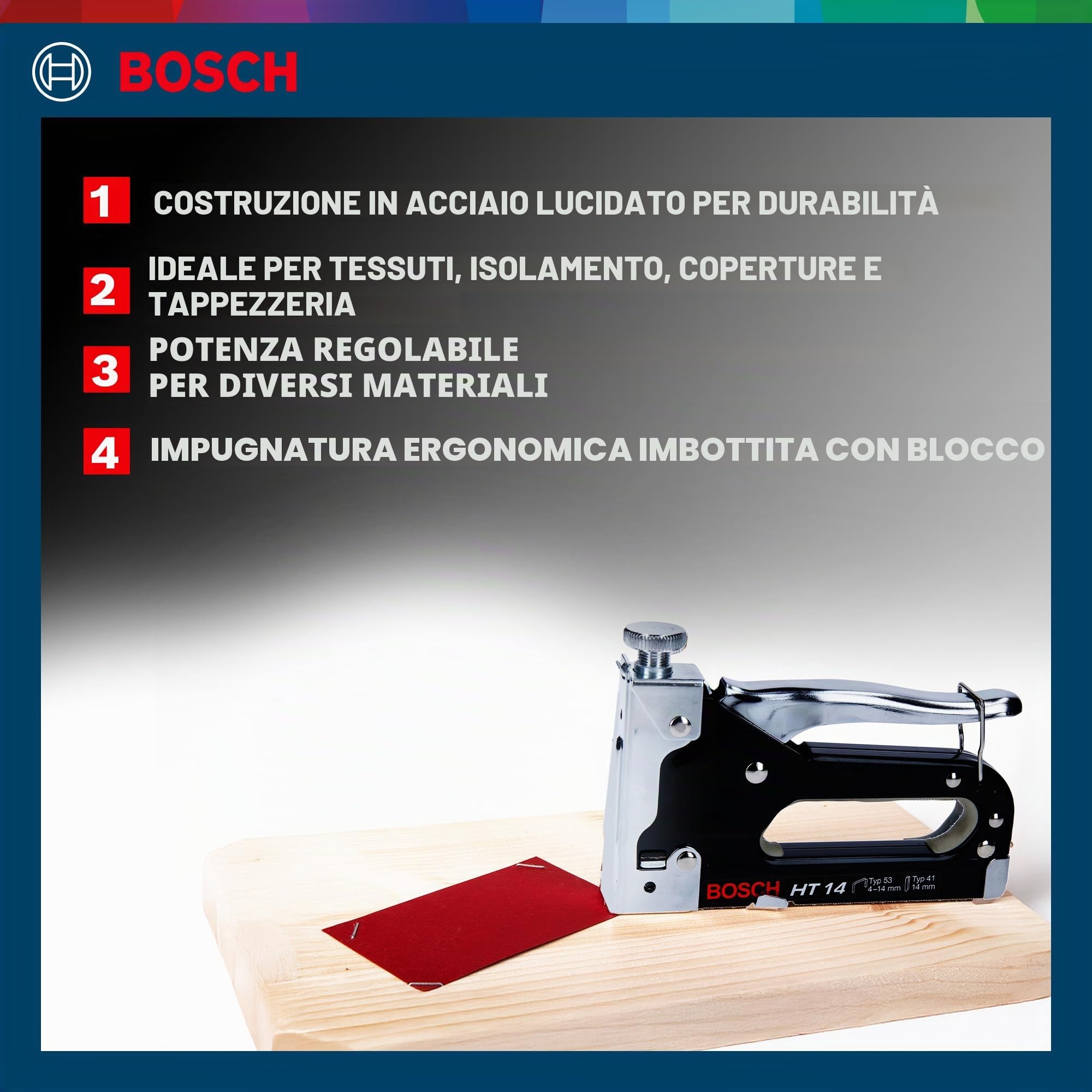 Bosch Professional graffatrice manuale HT 14, legno, tipo di graffa 53