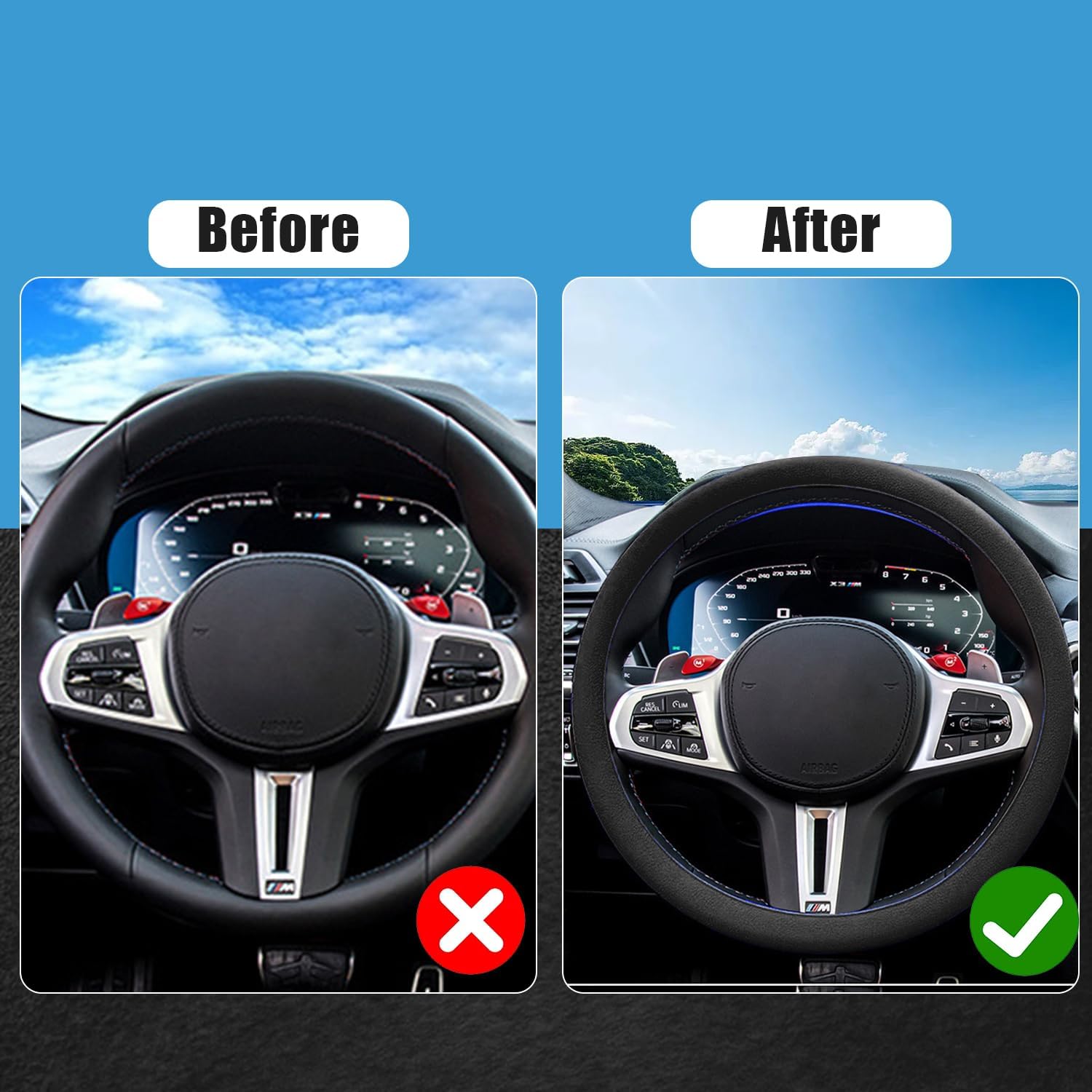 JDDRY Car Steering Wheel Cover,Silicone Steering Wheel Protector,Universal Fit Steering Wheel Cover, Steering Wheel Protective Cover(Black,1PC)