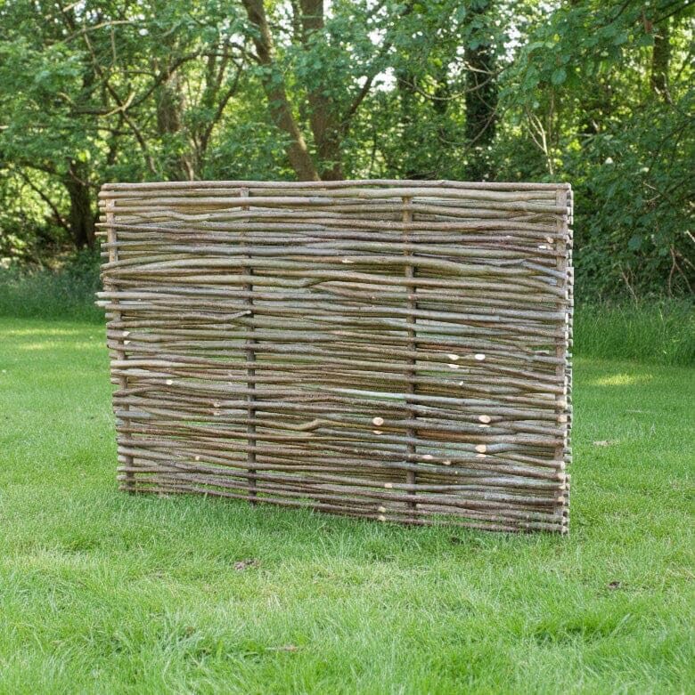 Hazel Hurdle Fence Capped Panels, Natural Woven Wood Garden Screen, Rustic Outdoor Privacy Divider (6ft x 3ft)