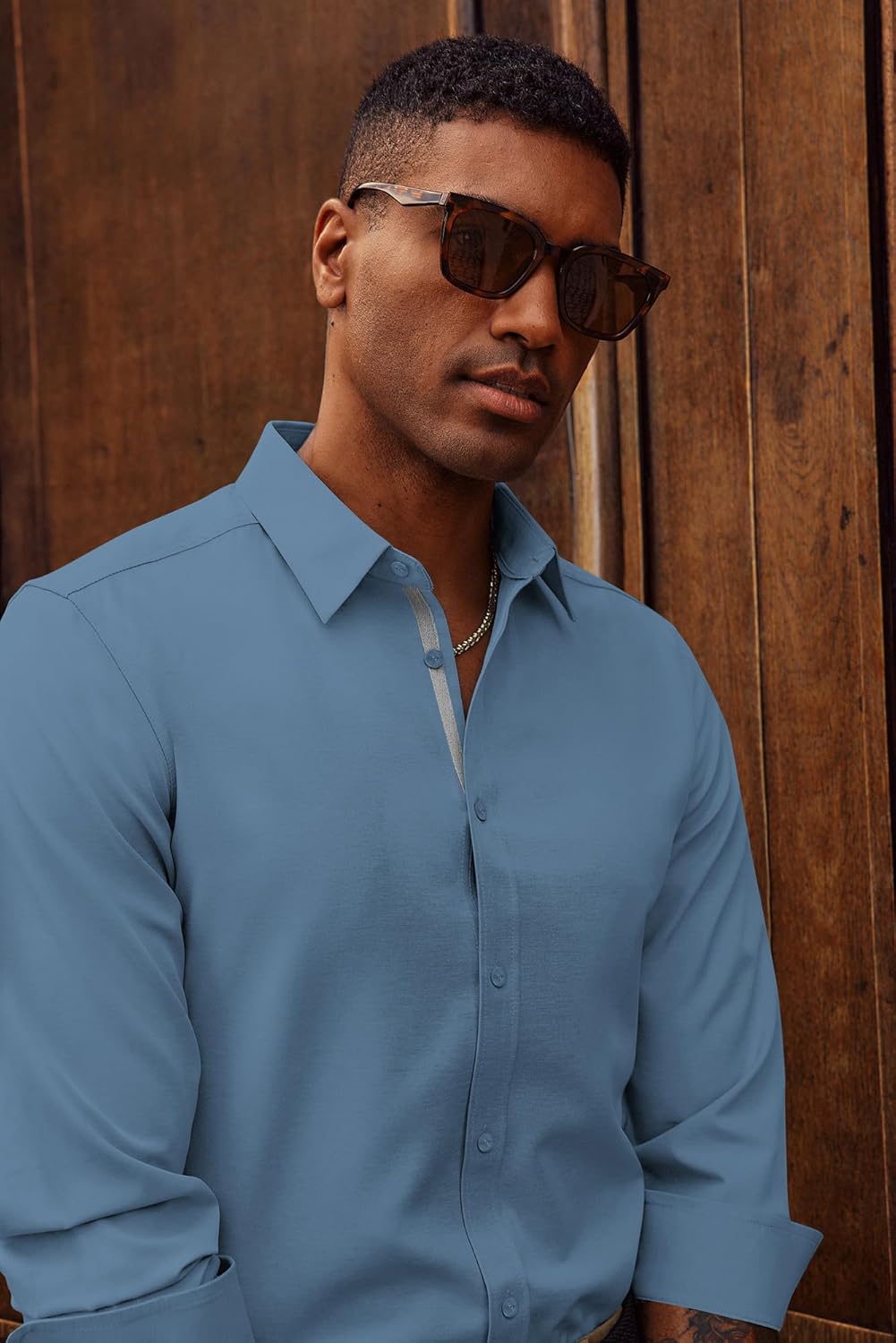 PJ PAUL JONES Mens Dress Shirts Wrinkle Free Stretch Button Down Shirt Casual Long Sleeve Business Shirts - Image 6