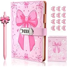 Diary with Lock for Girls Ages 8-12, Cute Pink Journal Kit with Pen Stickers, Kids Password Journals Locking Diary Notebook Set Birthday Teen Gifts for 6-8 10 12 14 16 School Lined Writing Drawing