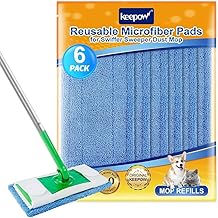 KEEPOW Improved Reusable Swiffer Dust Catcher Cloths, Great for All Types of Floors and Animal Hair, Dry & Wet, Maxi Size, 6 Microfibre Cloths