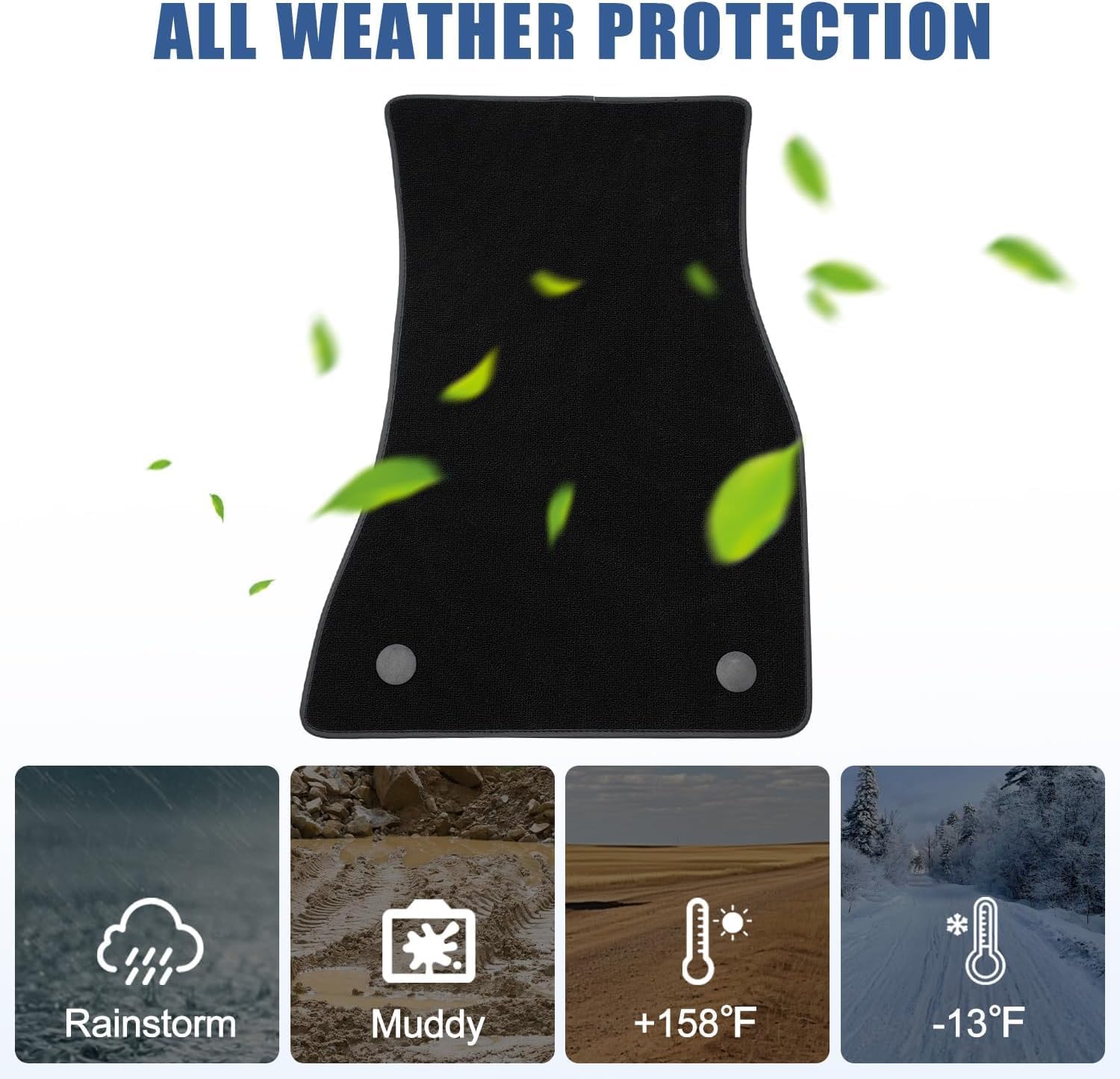 Carpet Floor Mats for Kia Seltos 2021-2024 2025 2026 - All Weather Floor Liners 1st and 2nd Row Seltos Accessories Anti-Slip Back Car Mats, Black, 3 PCS