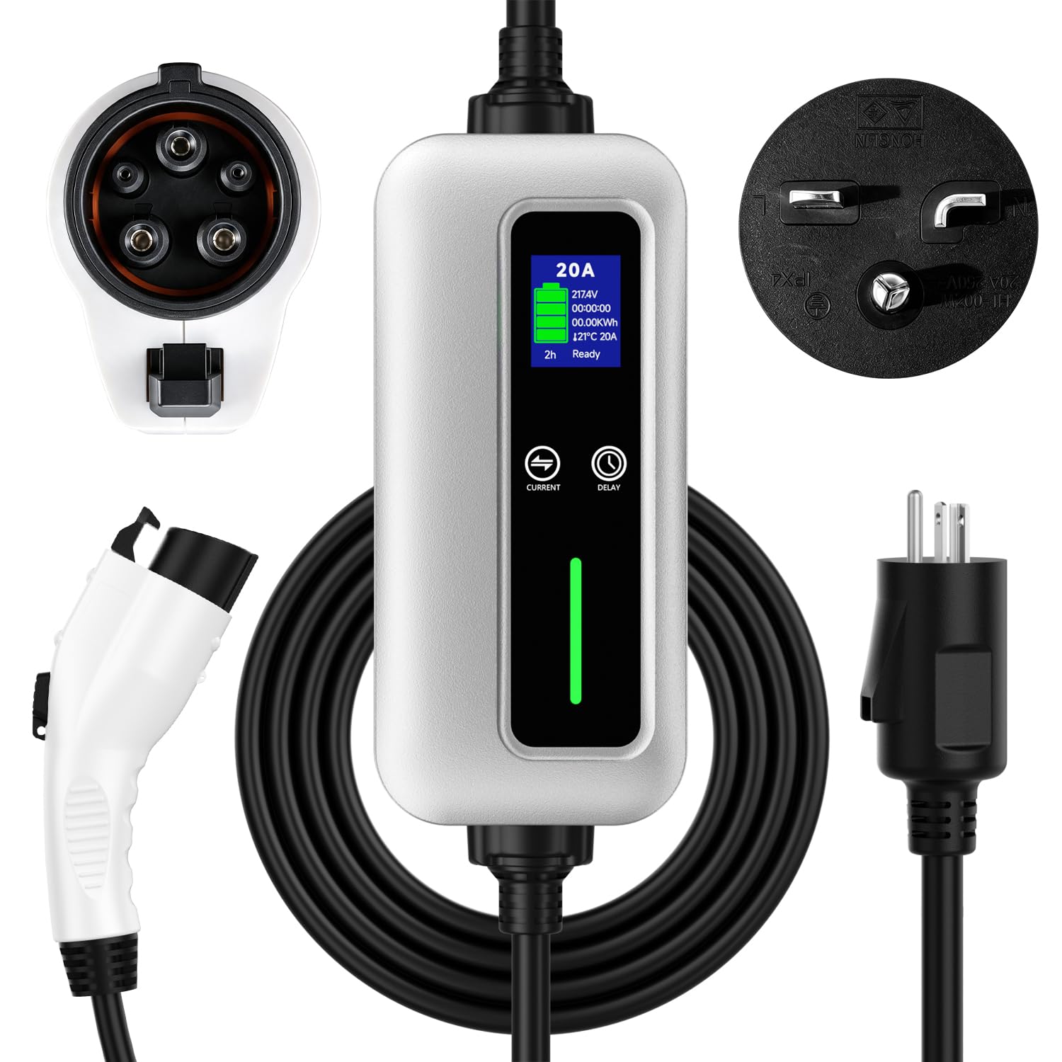 Amazon.co.jp: 【20A 4kW急速充電・タイマー設定可能】EV充電ケーブル
