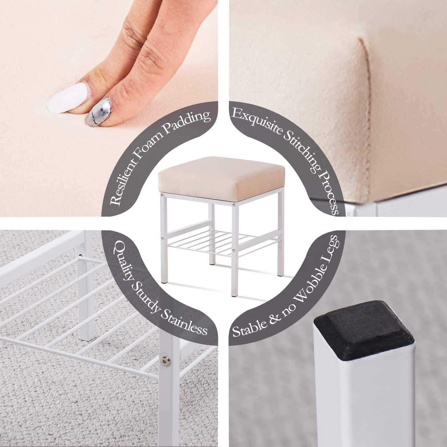 Cpintltr Multifunctional Vanity Stools Velvet Footstool Ottoman Shoe Changing Stool Makeup Stool Footrest Vanity Stool Small Footstool Pouf Ottoman Ottoman Stool for Makeup Room Champagne