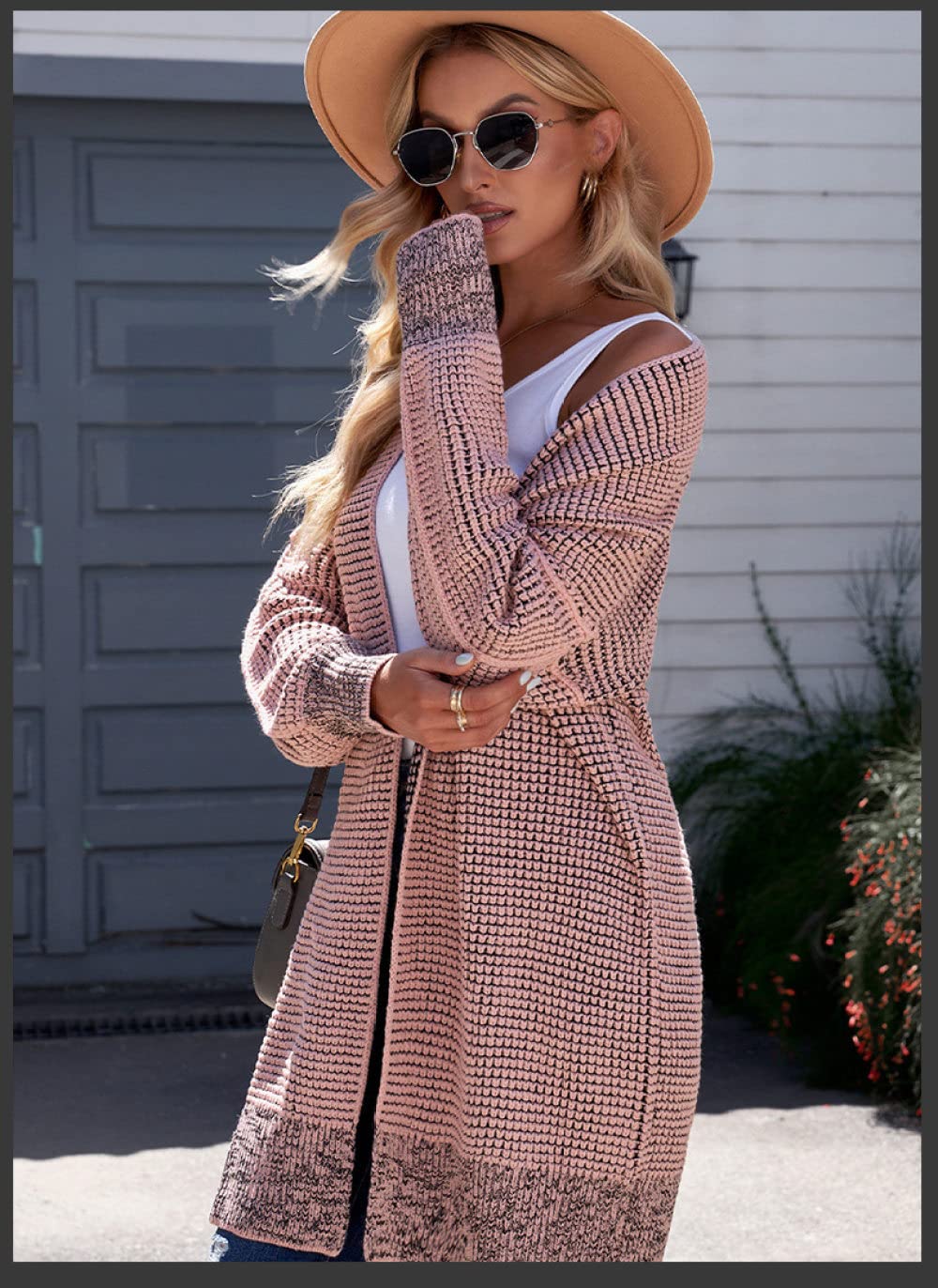 Strickjacke Damen,Lange Damen Grobstrick Cardigans Pullover Mantel Lässig Grau Gerippter Jacquard Plus Größe Langarm Open Front Cardigan Winter Elegante Weiche Strickoberbekleidung Jacke