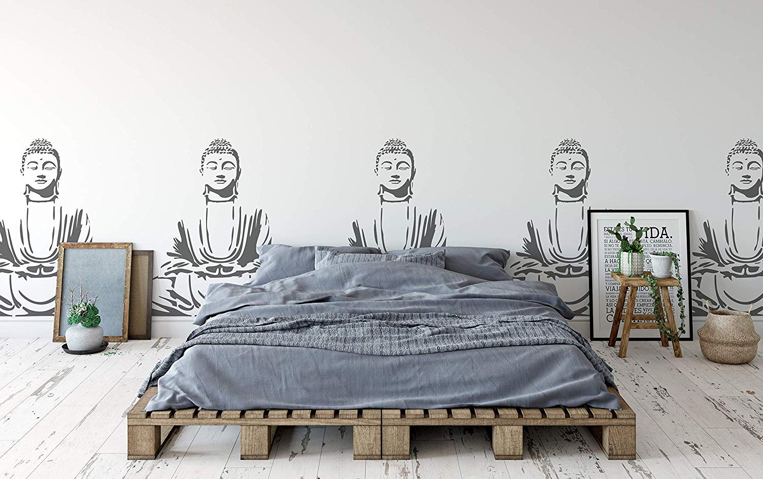 Buddha Meditieren Schablone | Art Decor & Basteln Schablone | Farbe Leinwand Kunst, Wände, Stoffe, Möbel | Verschiedene Größen Optionen | Wiederverwendbar Stencil By Ideal Stencils | - XL/ 54X54CM