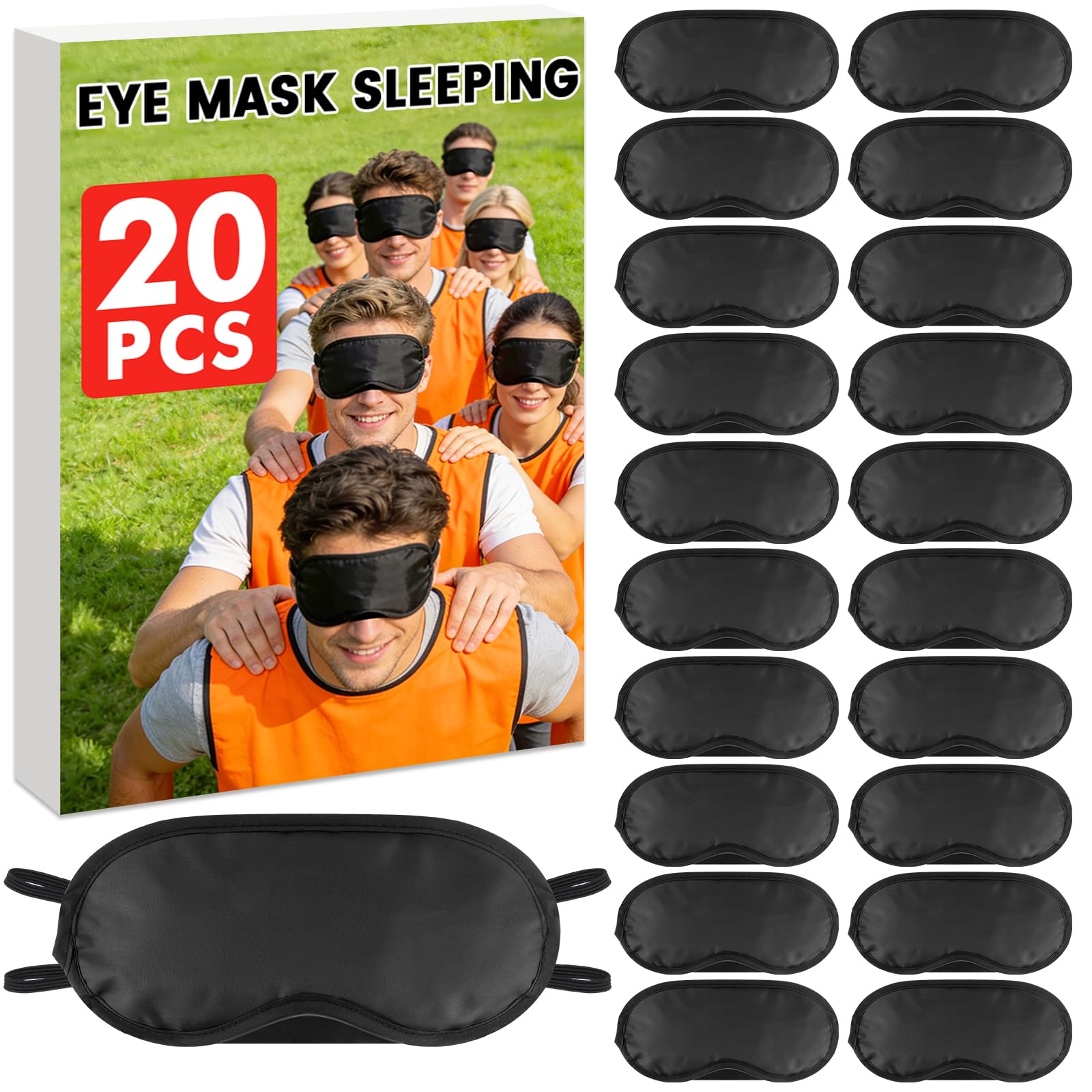 Photo 1 of UGODAR 20 PCS Sleep Eye Masks Blindfolds - Light-Tight with Nose Pad & Adjustable Strap, Bulk Comfortable Breathable Party Supplies for Team Building Travel, Black Eye Cover for Women Men