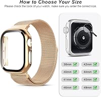 Hexasider Mágneses Szíj Védőtokkal Apple Watch 38-49mm Órához - Rozsdamentes Acél Milánói Pánt iWatch Series 3-11, SE, Ultra Modellekhez 2