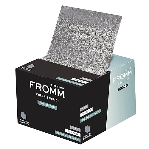 Fromm Láminas para el cabello desplegables, láminas plateadas, suministros de cosmetología, esenciales para estilista, ligeras, ideales para