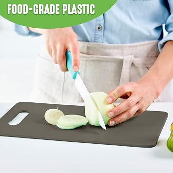 GreenLife Cutting Board Set 8x12 & 10x14, Extra Durable, Meal Prep, Non-Slip, Grip Handles, Crack Resistant, Dishwasher Safe, Reversible, Versatile Kitchen Essentials, Gray