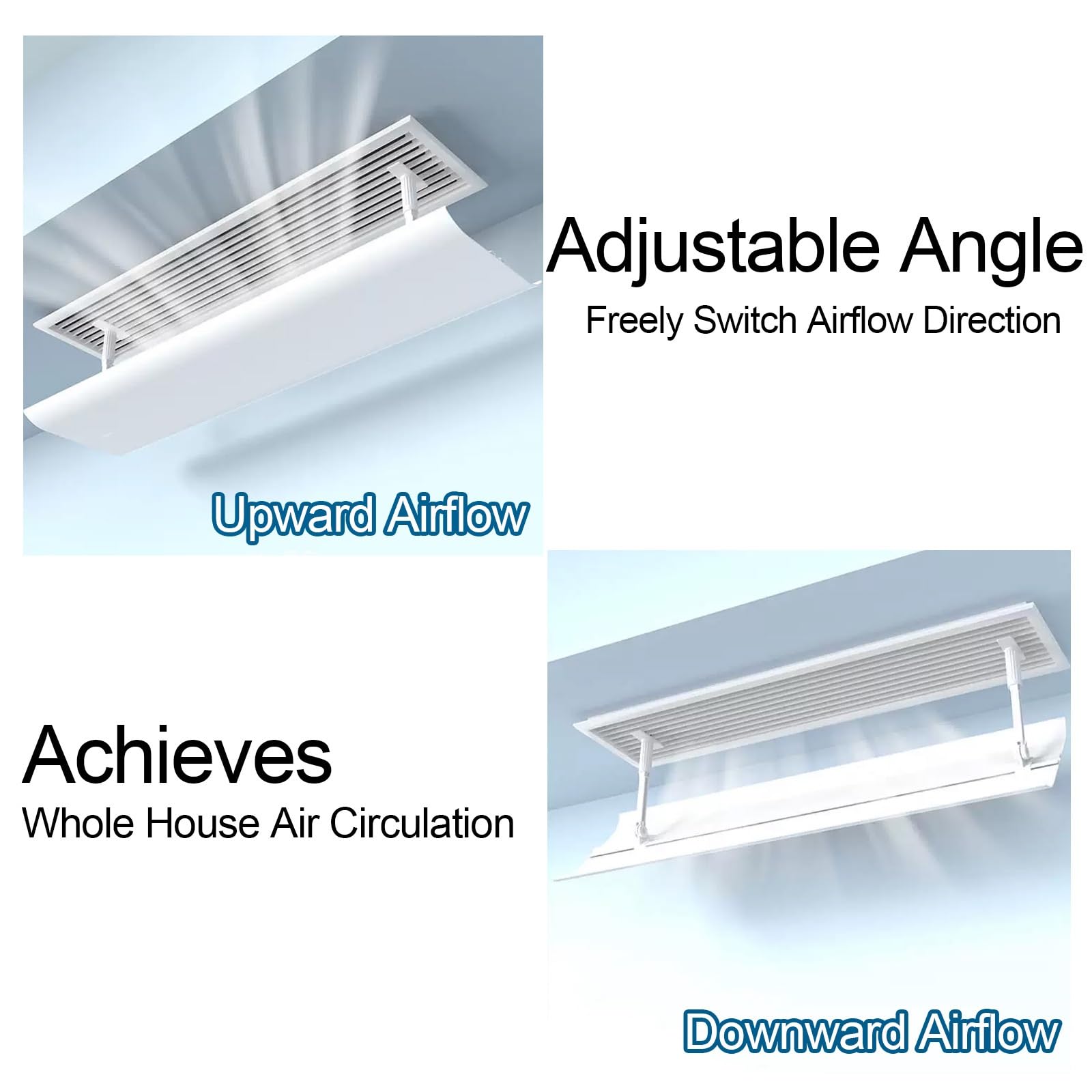 Deflettore Aria Condizionata 20cm Senza Fori, Regolabile Anti Flusso Diretto Condizionatori a Soffitto per Bocchette Alette(103cm/40.6in)