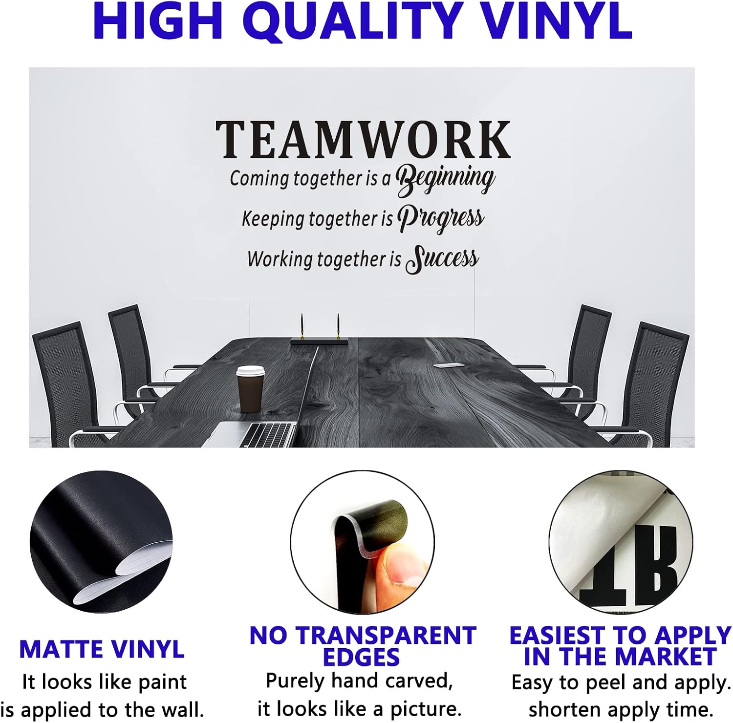 Inspirational Wall Decals, Office Wall Stickers, (Easy to Install), Positive Motivational Teamwork Poster Wall Decor Quotes Women Men Classroom Nursery Family Saying Art Home Vinyl, Teamwork 36.7"X19"