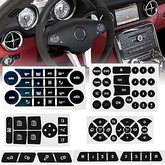 Car Interior Stickers Button Decals Fit for 2008-2014 Mercedes Benz W204 C250 C350 E-Class ML GL GLK Steering Wheel AC Air Conditioner Window Radio Number Door Repair Sticker