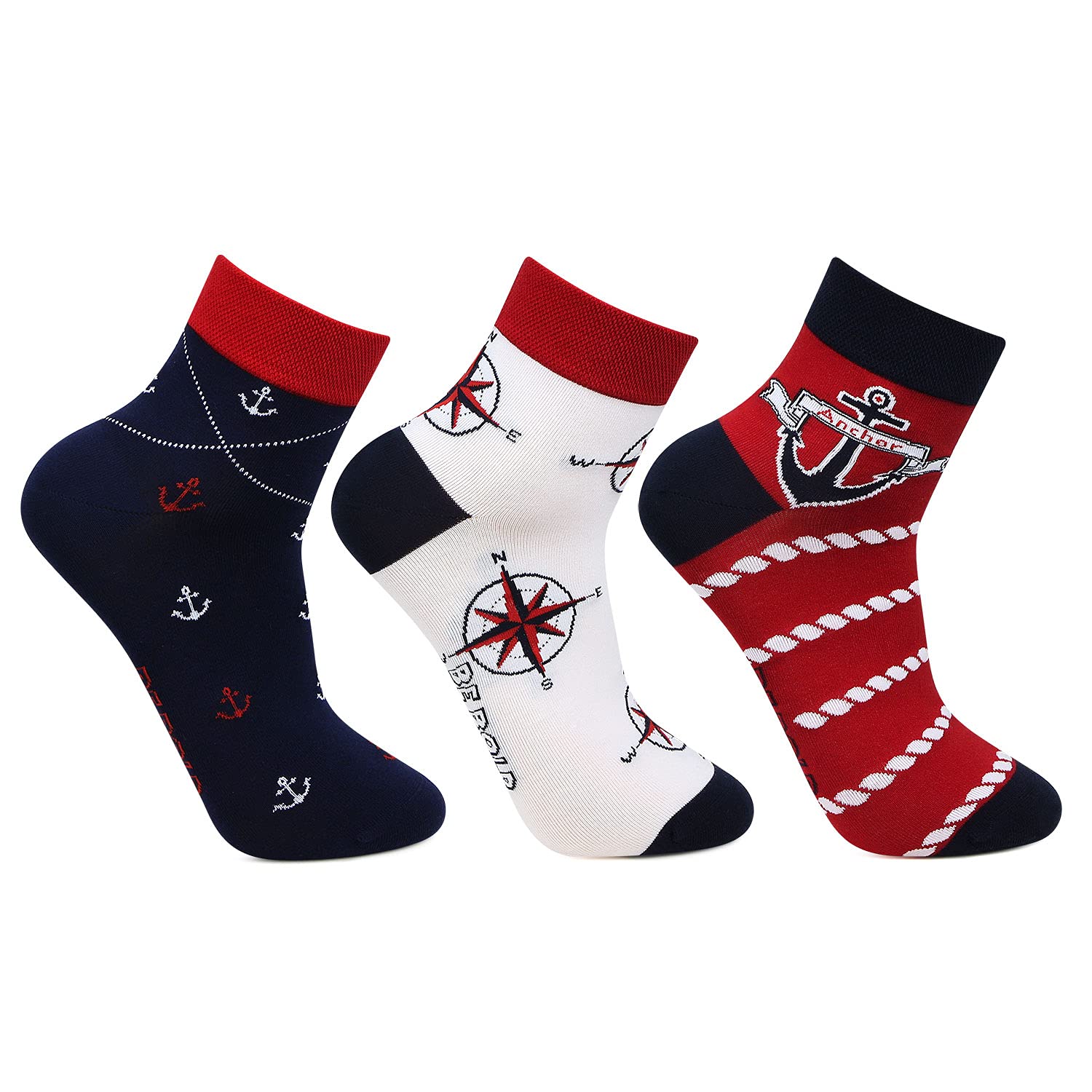 bonjour Men's Ankle Length Fashion Casual Socks, Multicoloured, Pack Of 3, Free Size-picture-40